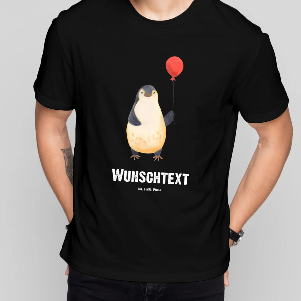 Personalisiertes T-Shirt Pinguin Luftballon T-Shirt Personalisiert, T-Shirt mit Namen, T-Shirt mit Aufruck, Männer, Frauen, Wunschtext, Bedrucken, Pinguin, Pinguine, Luftballon, Tagträume, Lebenslust, Geschenk Freundin, Geschenkidee, beste Freundin, Motivation, Neustart, neues Leben, Liebe, Glück