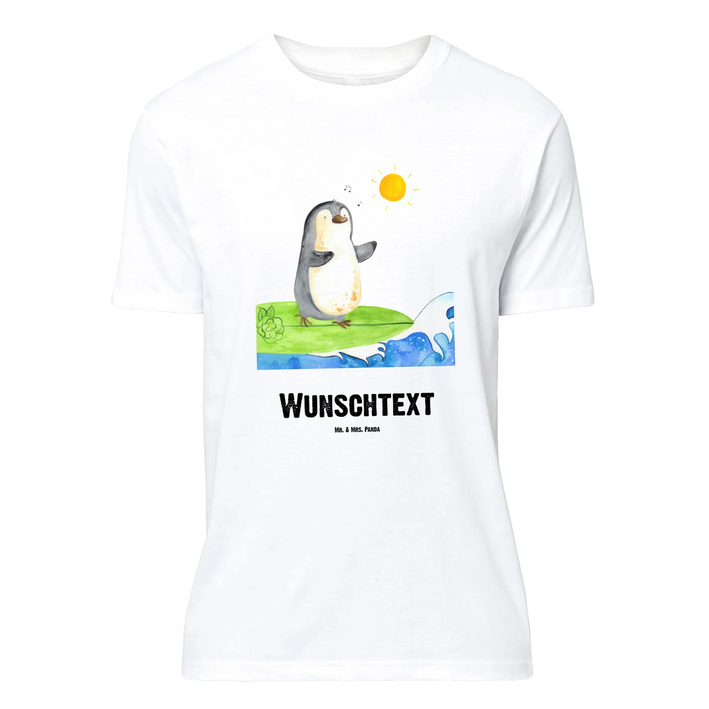 Personalisiertes T-Shirt Pinguin Surfer T-Shirt Personalisiert, T-Shirt mit Namen, T-Shirt mit Aufruck, Männer, Frauen, Wunschtext, Bedrucken, Pinguin, Pinguine, surfen, Surfer, Hawaii, Urlaub, Wellen, Wellen reiten, Portugal