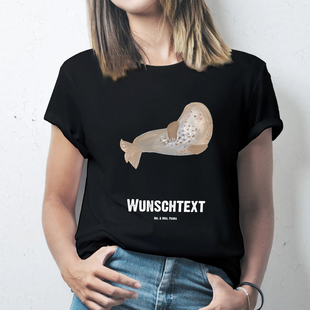 Personalisiertes T-Shirt Robbe lachend T-Shirt Personalisiert, T-Shirt mit Namen, T-Shirt mit Aufruck, Männer, Frauen, Wunschtext, Bedrucken, Tiermotive, Gute Laune, lustige Sprüche, Tiere, Robbe, Robben, Seehund, Strand, Meerestier, Ostsee, Nordsee