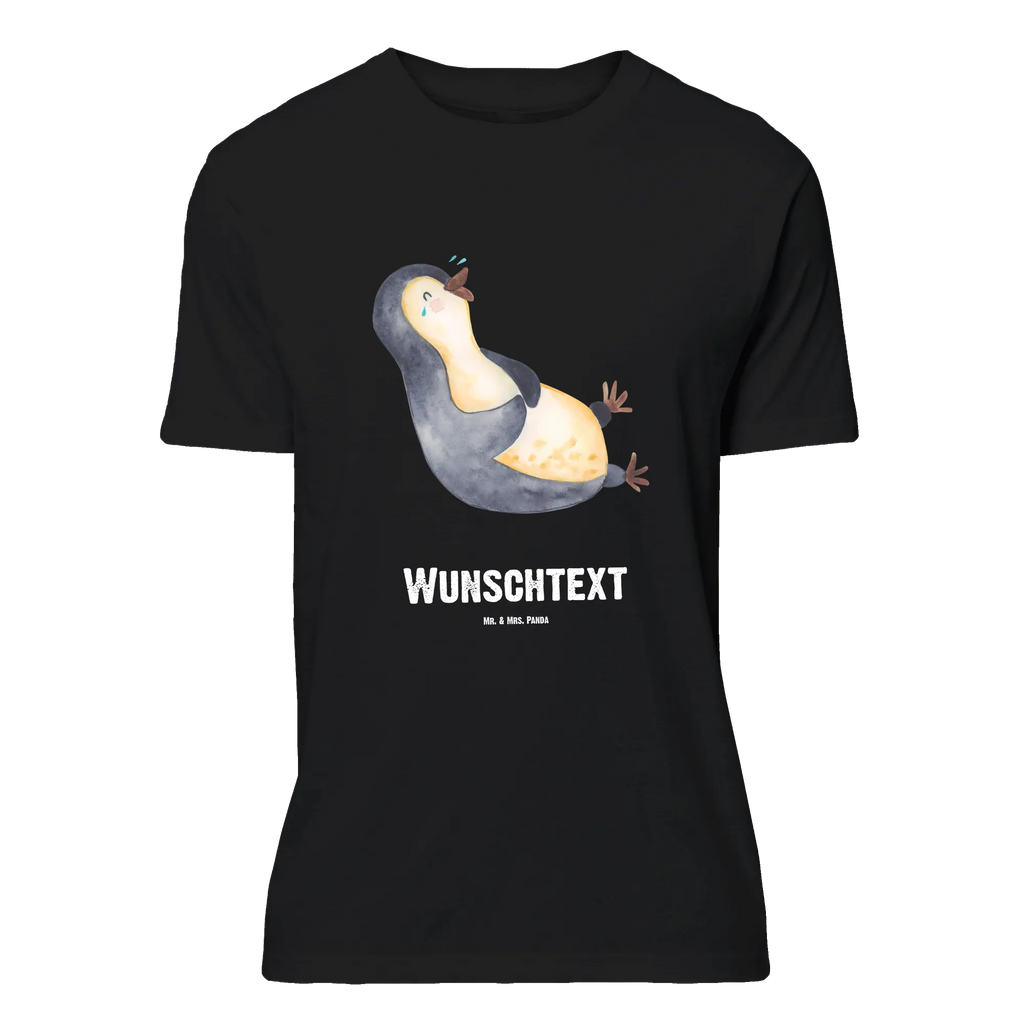 Personalisiertes T-Shirt Pinguin lachend T-Shirt Personalisiert, T-Shirt mit Namen, T-Shirt mit Aufruck, Männer, Frauen, Wunschtext, Bedrucken, Pinguin, Pinguine, lustiger Spruch, Optimismus, Fröhlich, Lachen, Humor, Fröhlichkeit