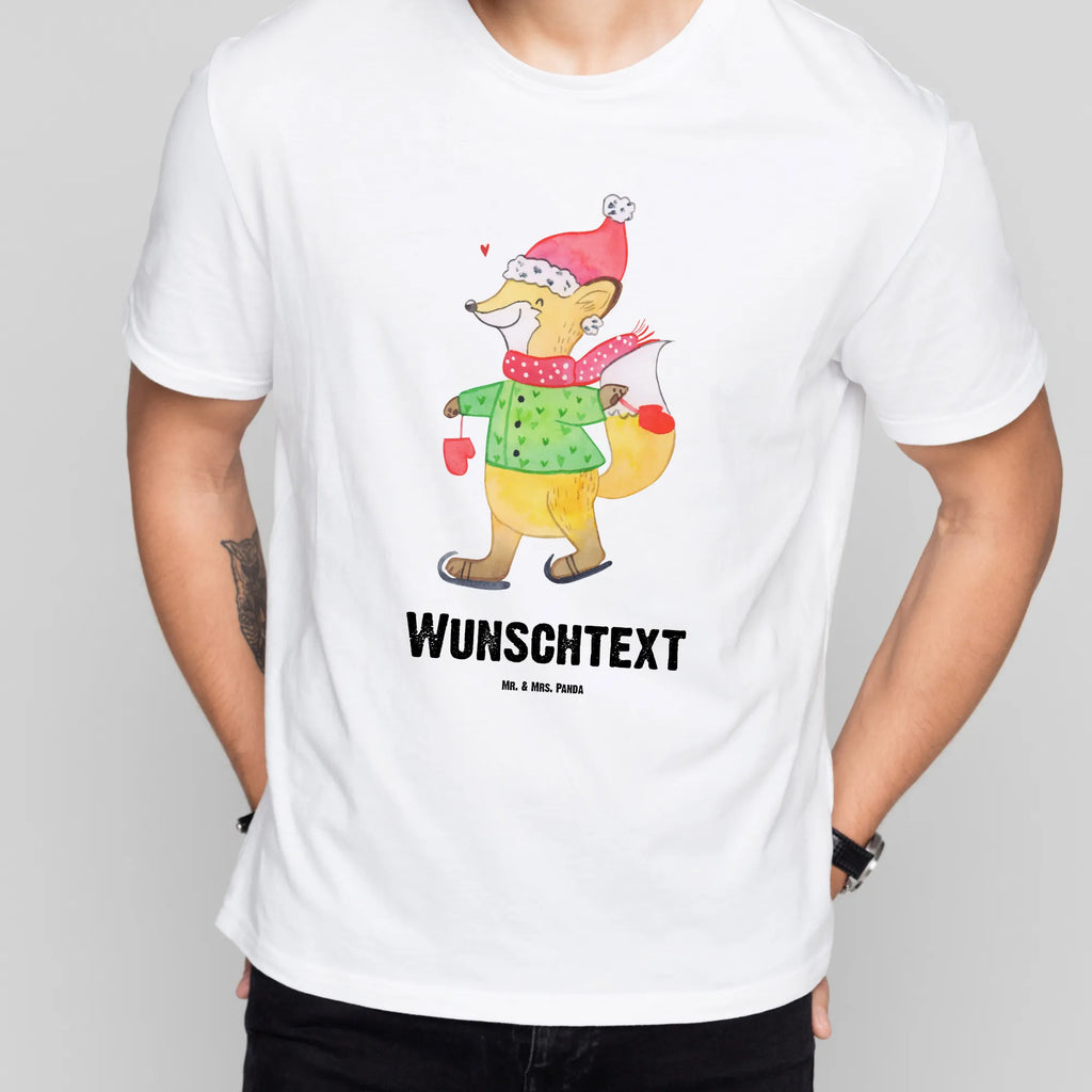 Personalisiertes T-Shirt Fuchs  Schlittschuhe T-Shirt Personalisiert, T-Shirt mit Namen, T-Shirt mit Aufruck, Männer, Frauen, Wunschtext, Bedrucken, Winter, Weihnachten, Weihnachtsdeko, Nikolaus, Advent, Heiligabend, Wintermotiv, Weihnachtsmann, Weihnachtstage, Weihnachtsbaum, Tannenbaum, Weihnachtszeit