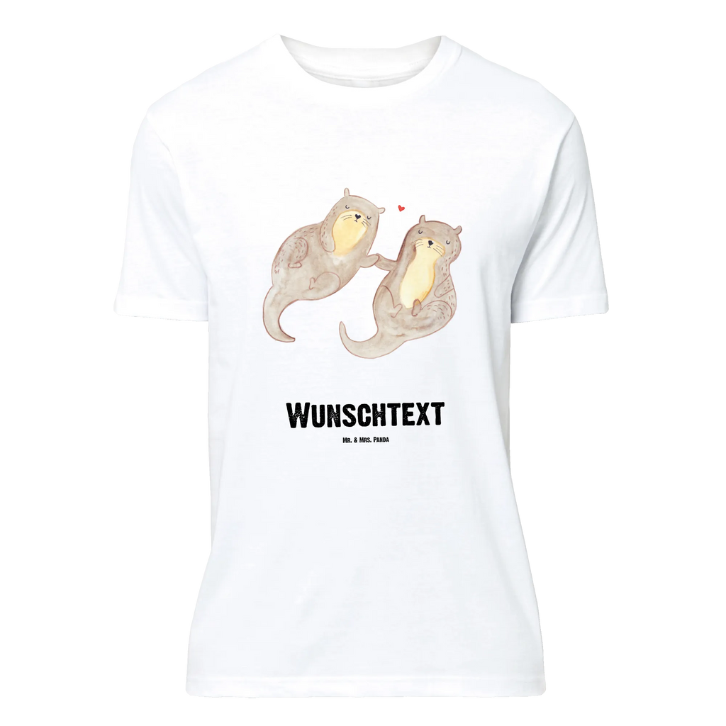 Personalisiertes T-Shirt Otter händchenhaltend T-Shirt Personalisiert, T-Shirt mit Namen, T-Shirt mit Aufruck, Männer, Frauen, Wunschtext, Bedrucken, Otter, Fischotter, Seeotter, Otter Seeotter See Otter