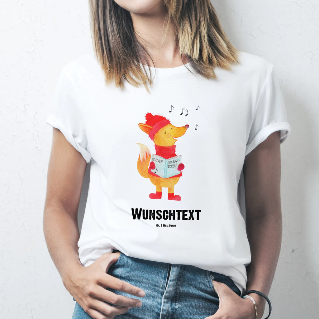 Personalisiertes T-Shirt Fuchs Sänger T-Shirt Personalisiert, T-Shirt mit Namen, T-Shirt mit Aufruck, Männer, Frauen, Wunschtext, Bedrucken, Winter, Weihnachten, Weihnachtsdeko, Nikolaus, Advent, Heiligabend, Wintermotiv, Fuchs, Füchse, Sänger, Geschenk Sänger, Singen, Weihnachtslieder