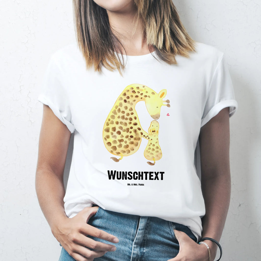 Personalisiertes T-Shirt Giraffe mit Kind T-Shirt Personalisiert, T-Shirt mit Namen, T-Shirt mit Aufruck, Männer, Frauen, Wunschtext, Bedrucken, Afrika, Wildtiere, Giraffe, Kind, Mutter, Mama, Tochter, Sohn, Lieblingsmensch