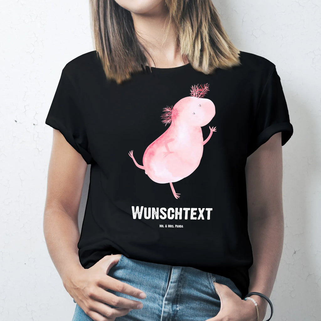 Personalisiertes T-Shirt Axolotl Tanzen T-Shirt Personalisiert, T-Shirt mit Namen, T-Shirt mit Aufruck, Männer, Frauen, Wunschtext, Bedrucken, Axolotl, Molch, Axolot, Schwanzlurch, Lurch, Lurche, Dachschaden, Sterne, verrückt, Freundin, beste Freundin