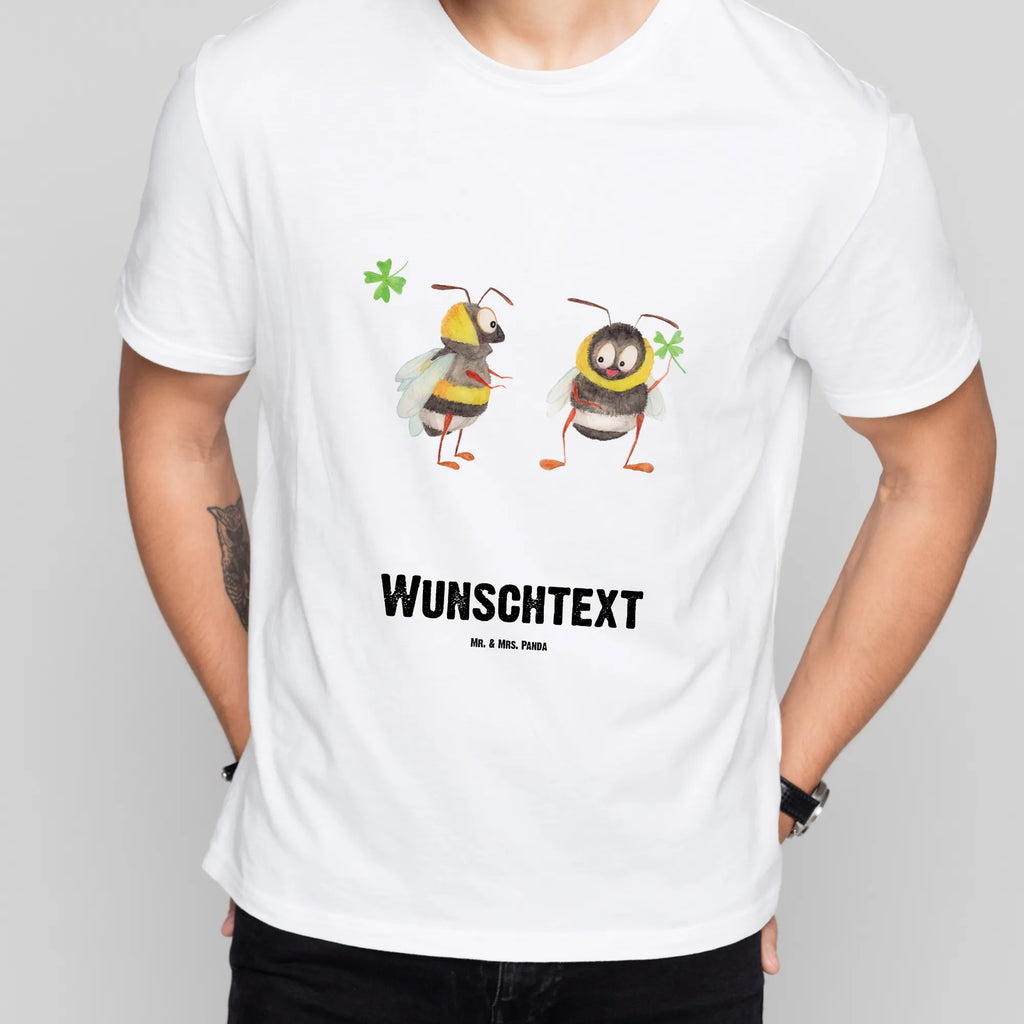 Personalisiertes T-Shirt Hummeln mit Kleeblatt T-Shirt Personalisiert, T-Shirt mit Namen, T-Shirt mit Aufruck, Männer, Frauen, Wunschtext, Bedrucken, Tiermotive, Gute Laune, lustige Sprüche, Tiere, Hummel, Biene, Spruch positiv, Biene Deko, Spruch schön, glücklich sein, glücklich werden, Spruch fröhlich