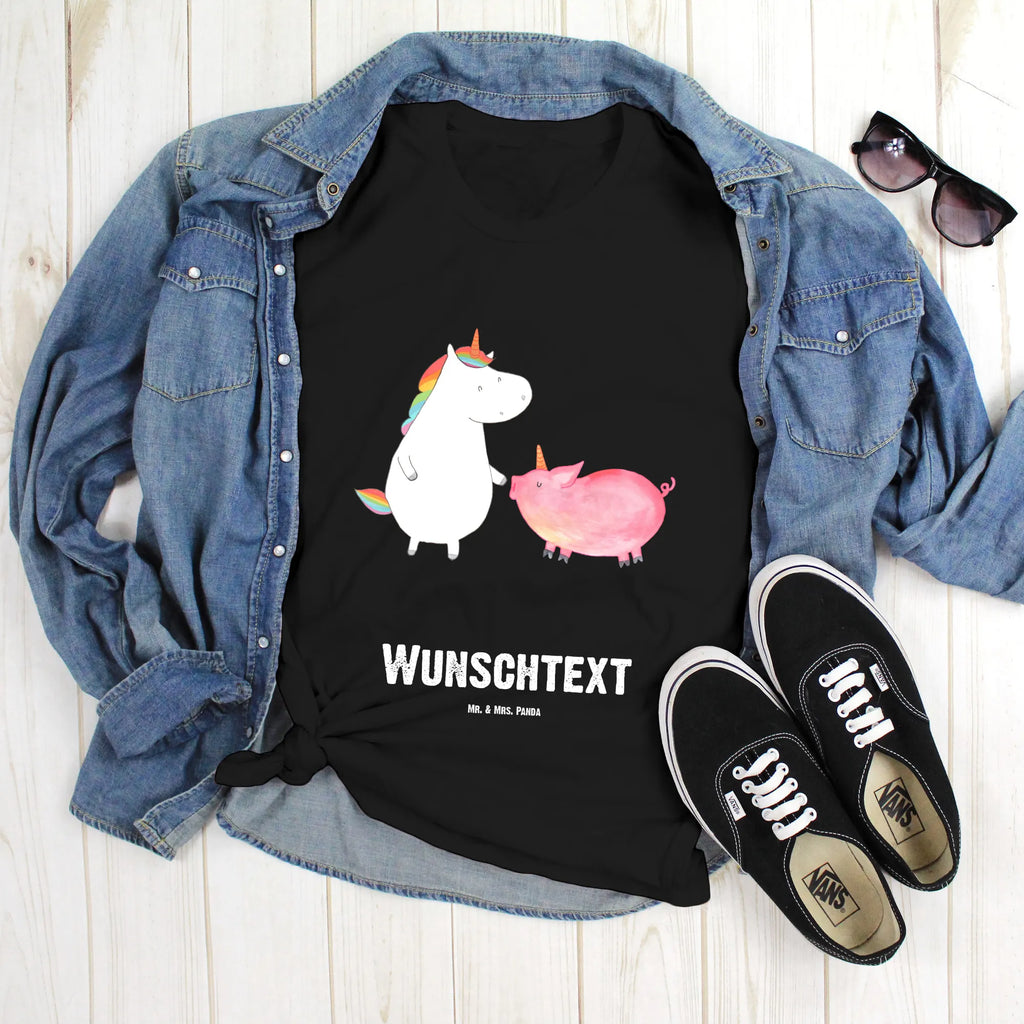 Personalisiertes T-Shirt Einhorn + Schweinhorn T-Shirt Personalisiert, T-Shirt mit Namen, T-Shirt mit Aufruck, Männer, Frauen, Wunschtext, Bedrucken, Einhorn, Einhörner, Einhorn Deko, Pegasus, Unicorn, Freundschaft, Schweinhorn, Schwein, Freundin, Schweinchen