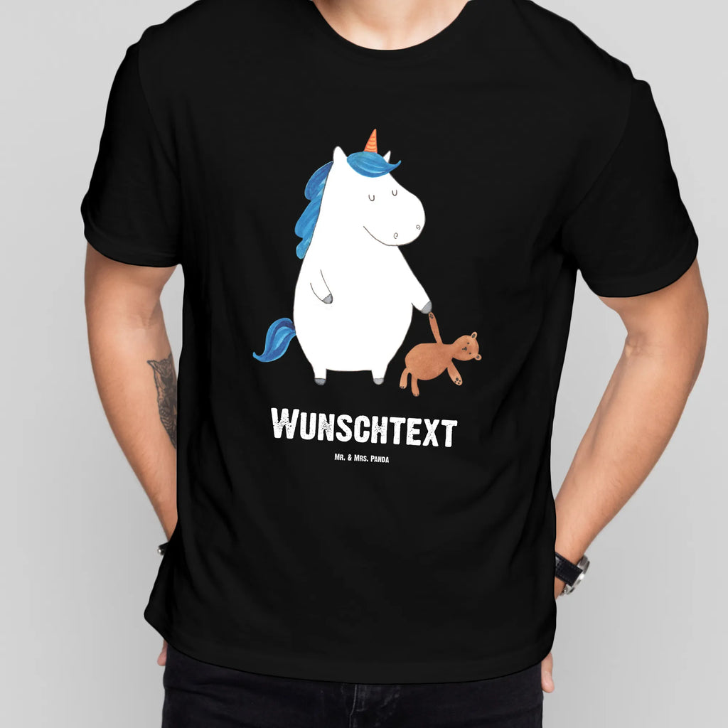 Personalisiertes T-Shirt Einhorn Teddy T-Shirt Personalisiert, T-Shirt mit Namen, T-Shirt mit Aufruck, Männer, Frauen, Wunschtext, Bedrucken, Einhorn, Einhörner, Einhorn Deko, Pegasus, Unicorn, schlafen, gute Nacht, Single, Bett, Träumen, Freundin, Singleleben