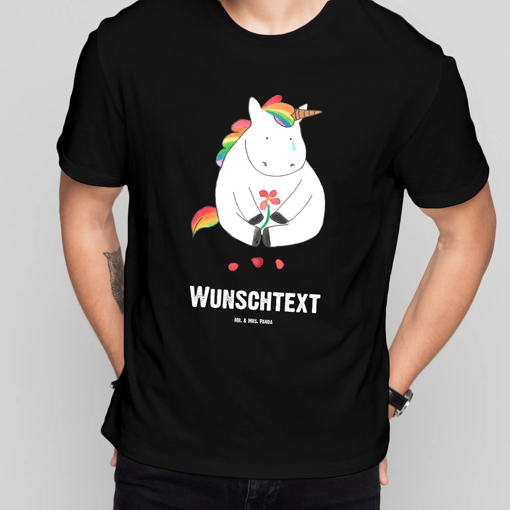 Personalisiertes T-Shirt Einhorn Traurig T-Shirt Personalisiert, T-Shirt mit Namen, T-Shirt mit Aufruck, Männer, Frauen, Wunschtext, Bedrucken, Einhorn, Einhörner, Einhorn Deko, Pegasus, Unicorn, Glitzer, Trösten. Freundschaft, Freunde, Liebe, Trauer, Grußkarte, Blume