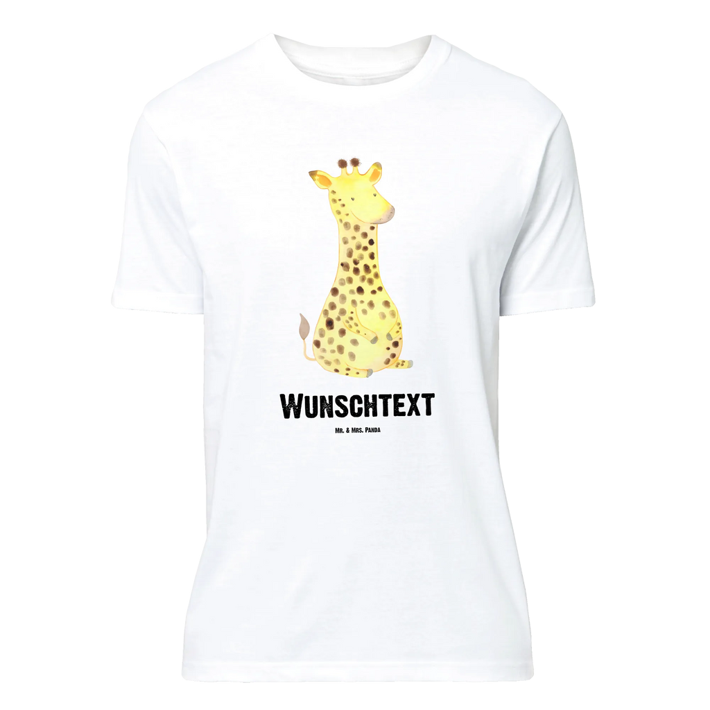 Personalisiertes T-Shirt Giraffe Zufrieden T-Shirt Personalisiert, T-Shirt mit Namen, T-Shirt mit Aufruck, Männer, Frauen, Wunschtext, Bedrucken, Afrika, Wildtiere, Giraffe, Zufrieden, Glück, Abenteuer