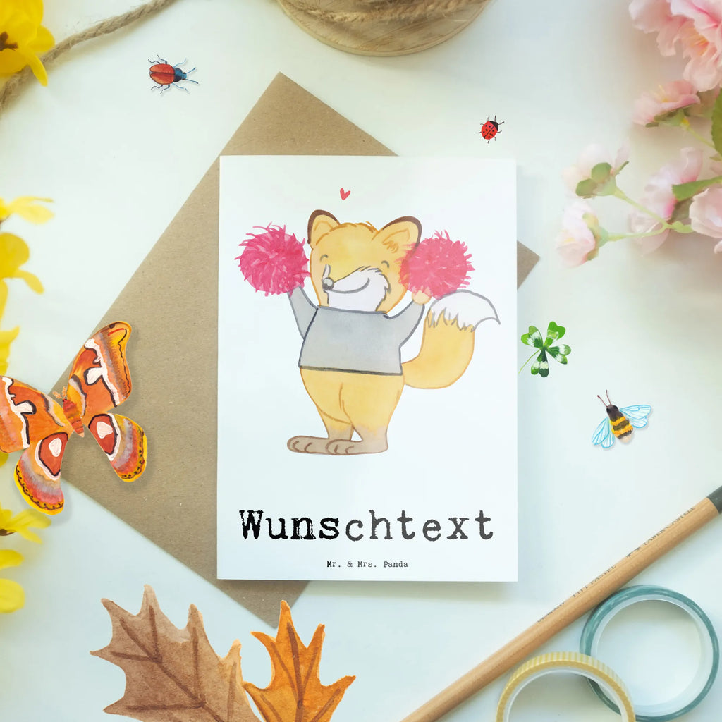 Personalisierte Grußkarte Fuchs Cheerleader Personalisierte Grußkarte, Personalisiertere Klappkarte, Personalisierte Einladungskarte, Personalisierte Glückwunschkarte, Personalisierte Hochzeitskarte, Personalisierte Geburtstagskarte, Grußkarte mit Namen, Grußkarte selber drucken, Grußkarte selbst gestalten, Grußkarte mit persönlichen Nachrichten, Grußkarte als Geldgeschenk, Grußkarten personalisiert, Personalisierte Karte, Geschenk, Sport, Sportart, Hobby, Schenken, Danke, Dankeschön, Auszeichnung, Gewinn, Sportler, Cheerleader, Cheerleading, Turnen, Turn Club, Turniere