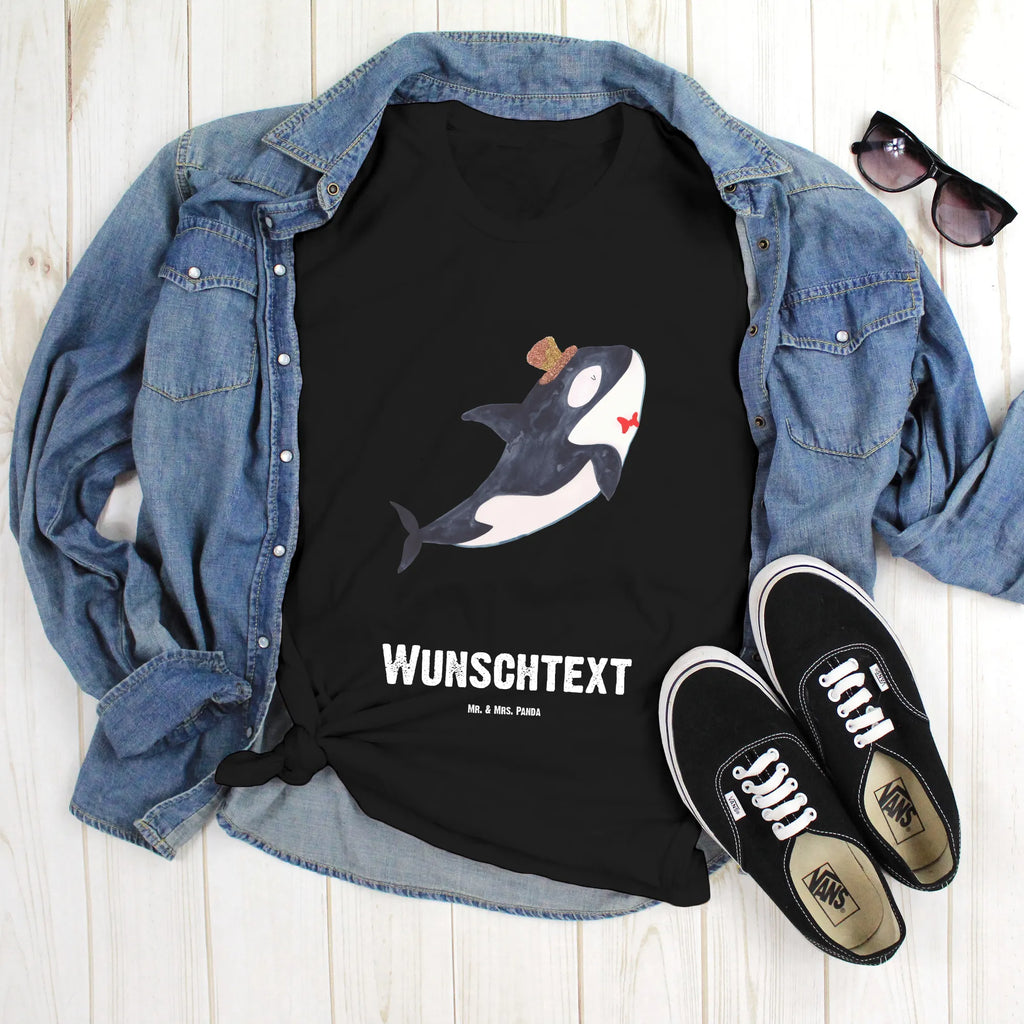 Personalisiertes T-Shirt Orca Zylinder T-Shirt Personalisiert, T-Shirt mit Namen, T-Shirt mit Aufruck, Männer, Frauen, Wunschtext, Bedrucken, Meerestiere, Meer, Urlaub, Narwal, Glitter, Konfetti, Glitzer, Geburtstag, Feier, Fete, Fest, Glückwunsch, Orca