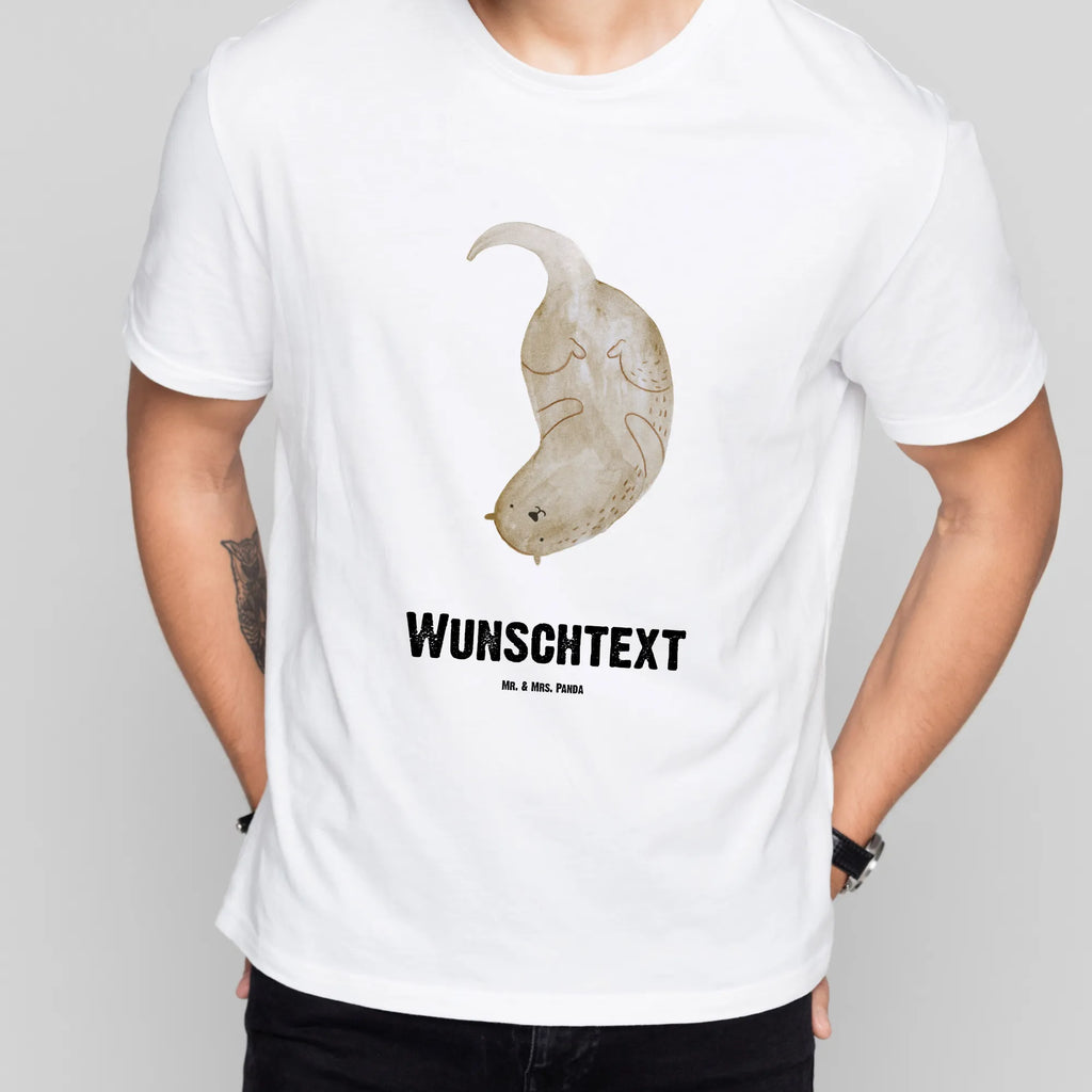 Personalisiertes T-Shirt Otter kopfüber T-Shirt Personalisiert, T-Shirt mit Namen, T-Shirt mit Aufruck, Männer, Frauen, Wunschtext, Bedrucken, Otter, Fischotter, Seeotter, Otter Seeotter See Otter