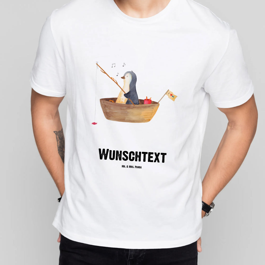 Personalisiertes T-Shirt Pinguin Angelboot T-Shirt Personalisiert, T-Shirt mit Namen, T-Shirt mit Aufruck, Männer, Frauen, Wunschtext, Bedrucken, Pinguin, Pinguine, Angeln, Boot, Angelboot, Lebenslust, Leben, genießen, Motivation, Neustart, Neuanfang, Trennung, Scheidung, Geschenkidee Liebeskummer