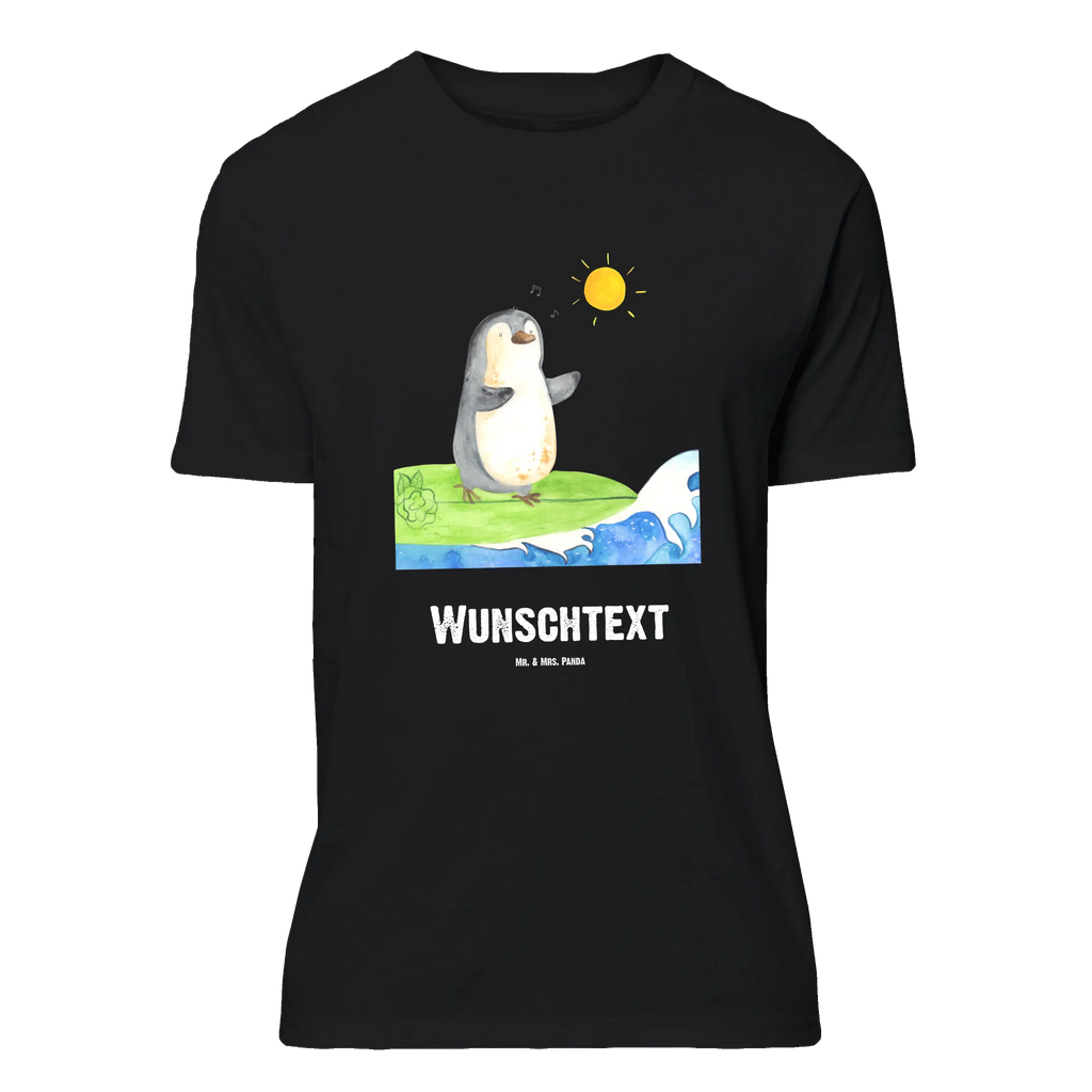 Personalisiertes T-Shirt Pinguin Surfer T-Shirt Personalisiert, T-Shirt mit Namen, T-Shirt mit Aufruck, Männer, Frauen, Wunschtext, Bedrucken, Pinguin, Pinguine, surfen, Surfer, Hawaii, Urlaub, Wellen, Wellen reiten, Portugal