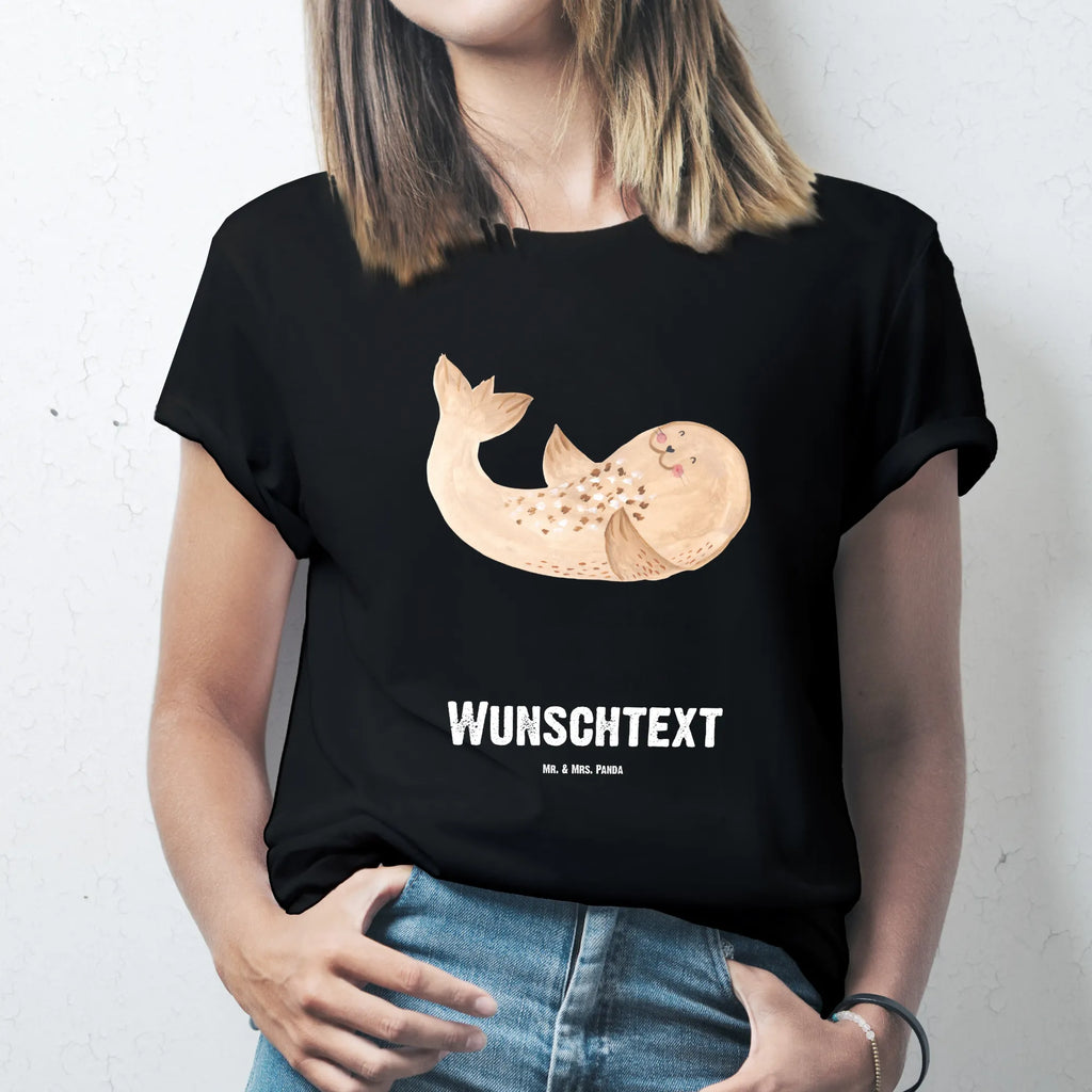 Personalisiertes T-Shirt Robbe liegend T-Shirt Personalisiert, T-Shirt mit Namen, T-Shirt mit Aufruck, Männer, Frauen, Wunschtext, Bedrucken, Tiermotive, Gute Laune, lustige Sprüche, Tiere, Robbe, Robben, Seehund, Strand, Meerestier, Ostsee, Nordsee, Lachen, Freude