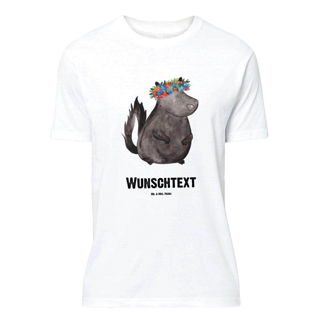 Personalisiertes T-Shirt Stinktier Blumenmaedchen T-Shirt Personalisiert, T-Shirt mit Namen, T-Shirt mit Aufruck, Männer, Frauen, Wunschtext, Bedrucken, Stinktier, Skunk, Wildtier, Raubtier, Stinker, Stinki, Yoga, Namaste, Lebe, Liebe, Lache