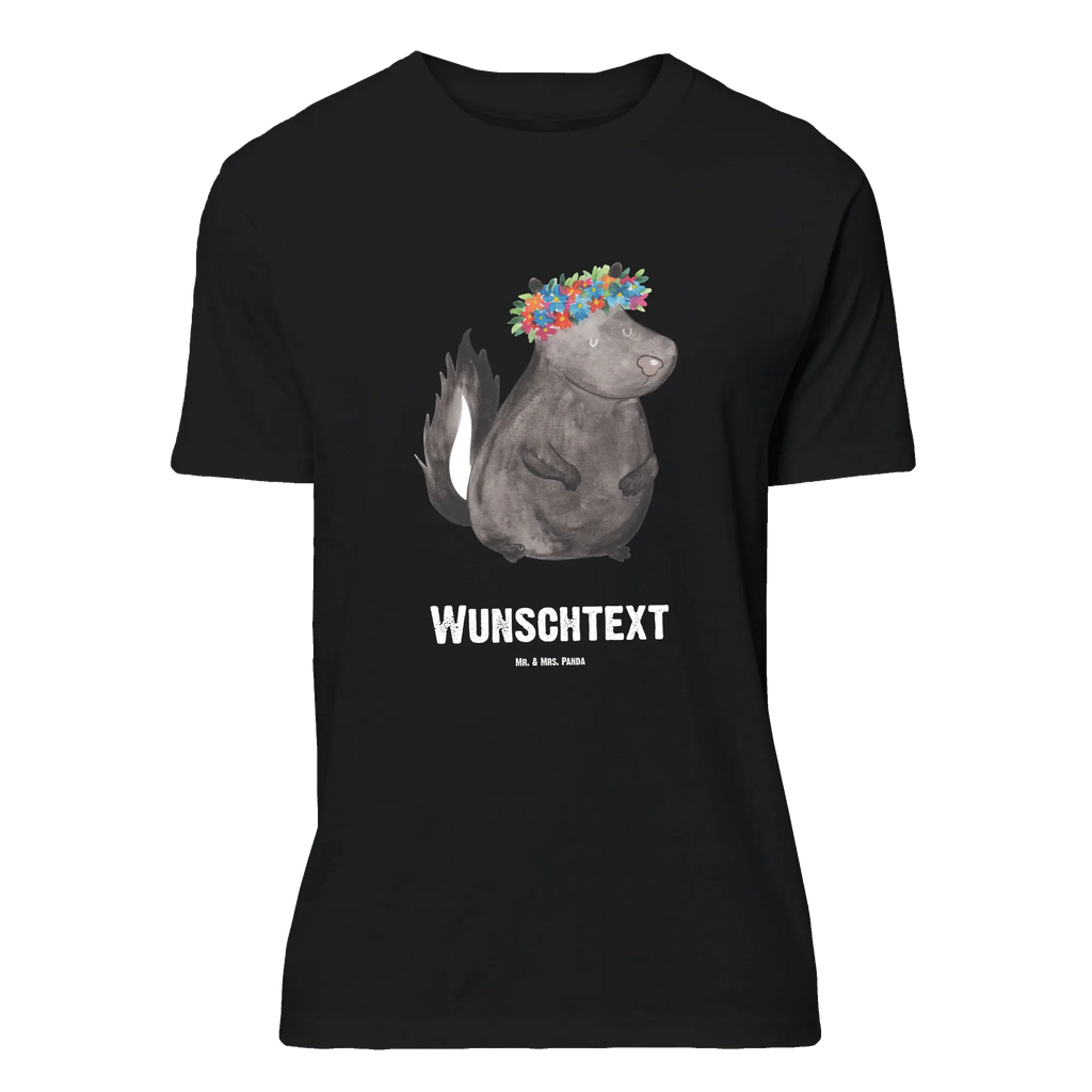 Personalisiertes T-Shirt Stinktier Blumenmaedchen T-Shirt Personalisiert, T-Shirt mit Namen, T-Shirt mit Aufruck, Männer, Frauen, Wunschtext, Bedrucken, Stinktier, Skunk, Wildtier, Raubtier, Stinker, Stinki, Yoga, Namaste, Lebe, Liebe, Lache