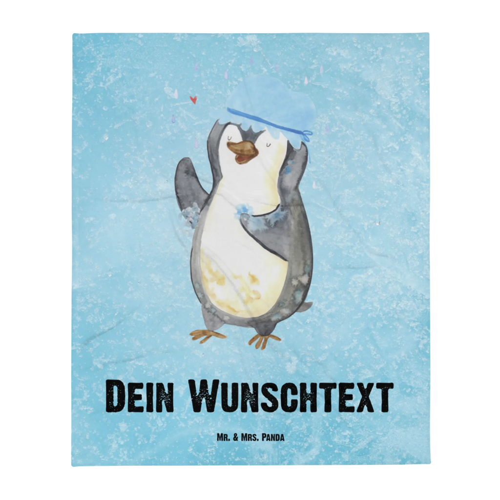 Personalisierte Decke Pinguin duscht Personalisierte Decke, Decke mit Namen, Kuscheldecke mit Namen, Decke bedrucken, Kuscheldecke bedrucken, Pinguin, Pinguine, Dusche, duschen, Lebensmotto, Motivation, Neustart, Neuanfang, glücklich sein