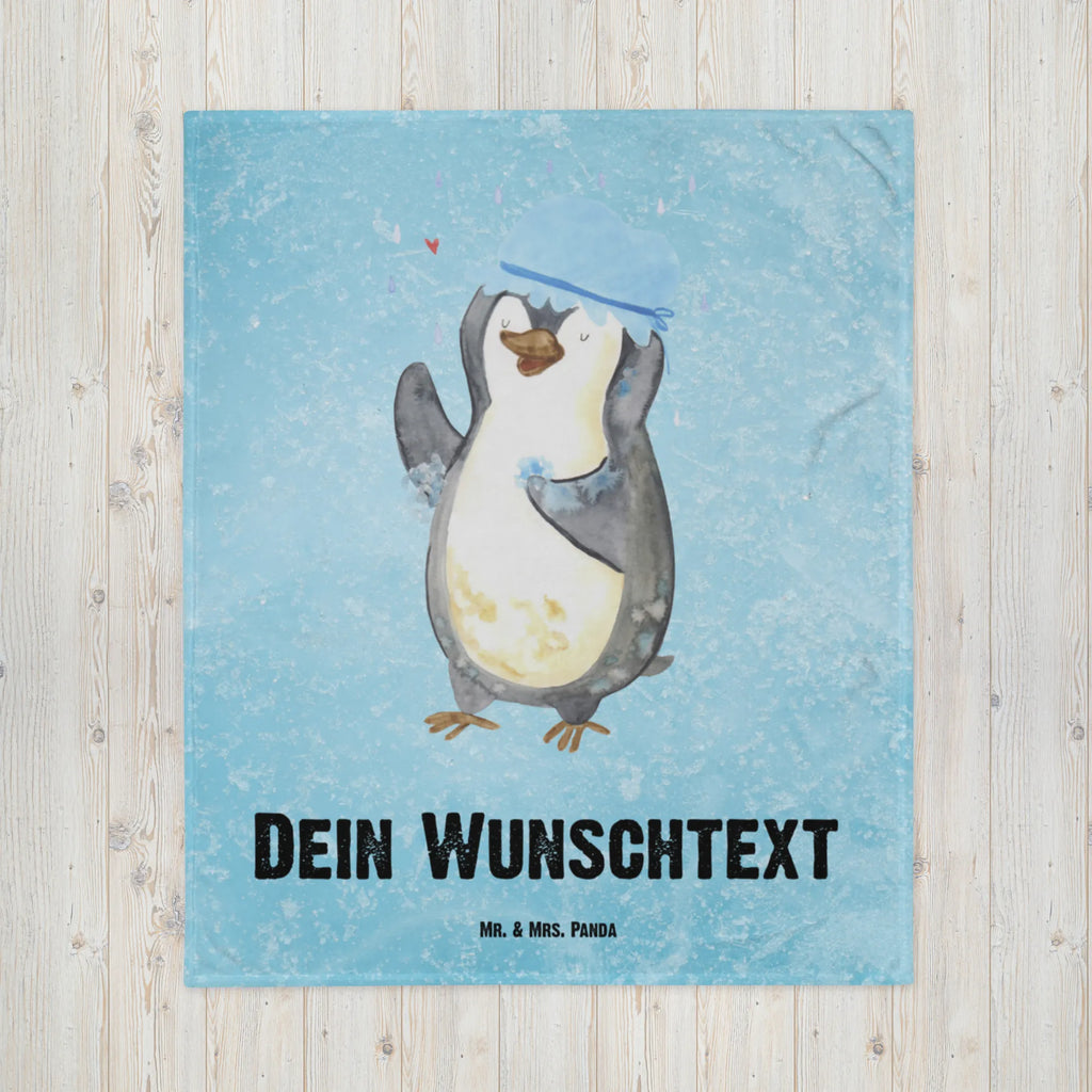 Personalisierte Decke Pinguin duscht Personalisierte Decke, Decke mit Namen, Kuscheldecke mit Namen, Decke bedrucken, Kuscheldecke bedrucken, Pinguin, Pinguine, Dusche, duschen, Lebensmotto, Motivation, Neustart, Neuanfang, glücklich sein