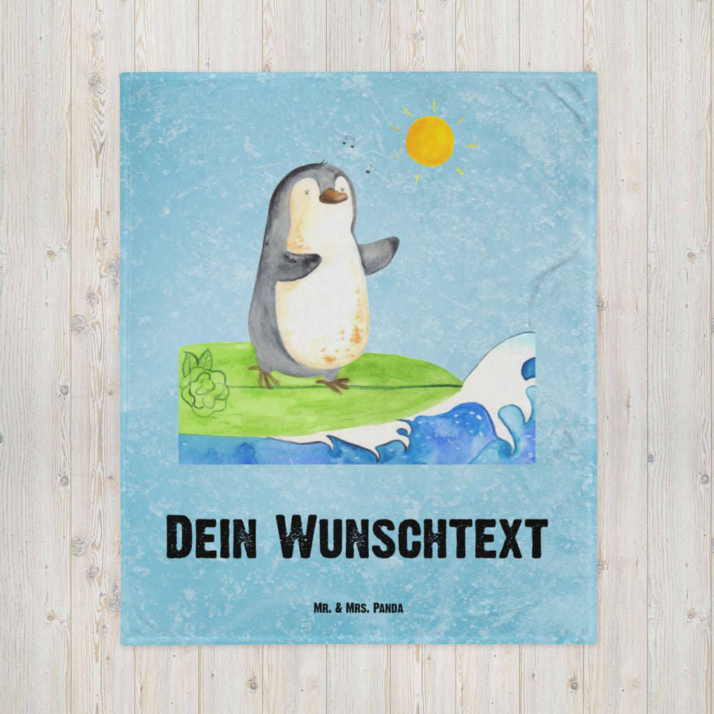 Personalisierte Decke Pinguin Surfer Personalisierte Decke, Decke mit Namen, Kuscheldecke mit Namen, Decke bedrucken, Kuscheldecke bedrucken, Pinguin, Pinguine, surfen, Surfer, Hawaii, Urlaub, Wellen, Wellen reiten, Portugal