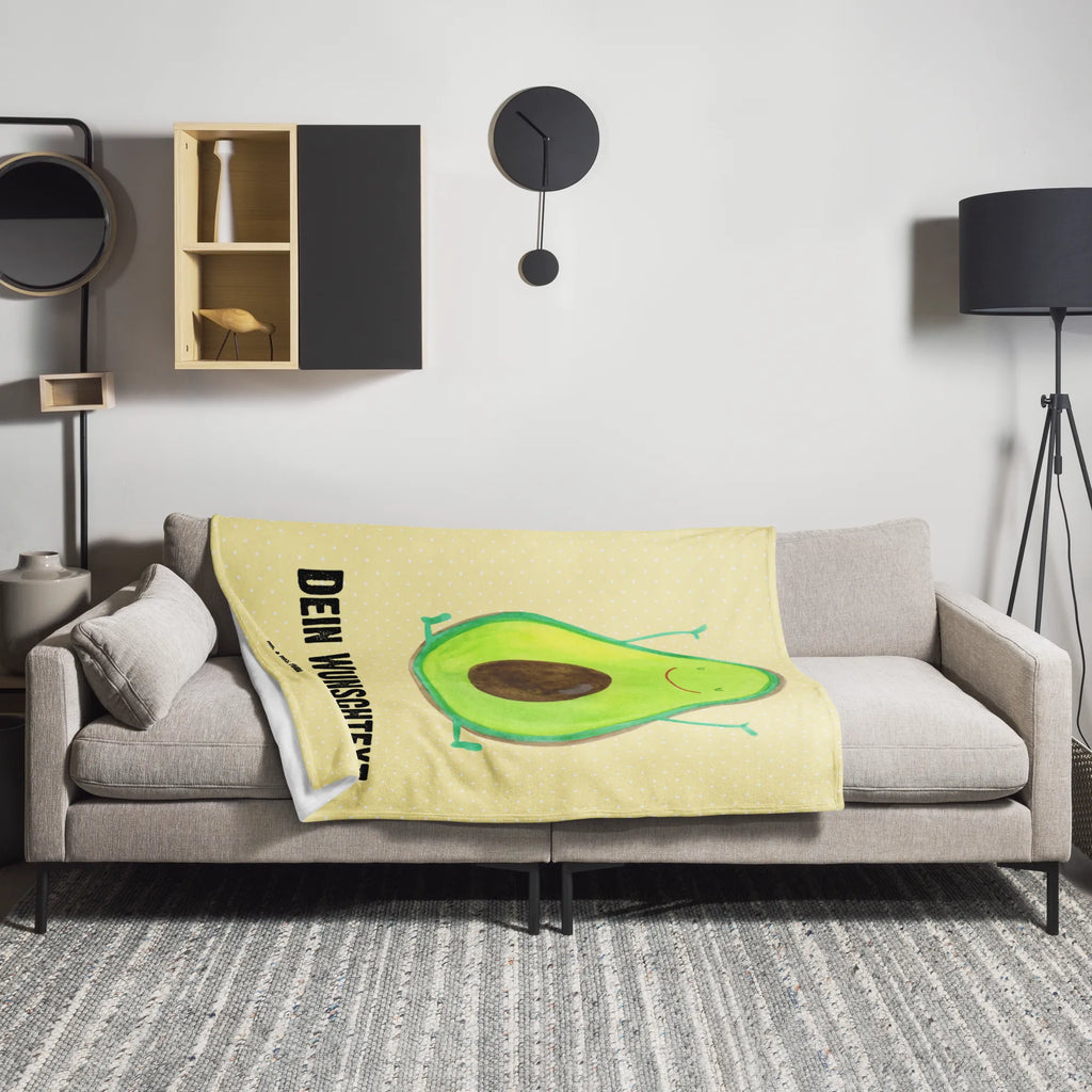 Personalisierte Decke Avocado Happy Personalisierte Decke, Decke mit Namen, Kuscheldecke mit Namen, Decke bedrucken, Kuscheldecke bedrucken, Avocado, Veggie, Vegan, Gesund, Chaos