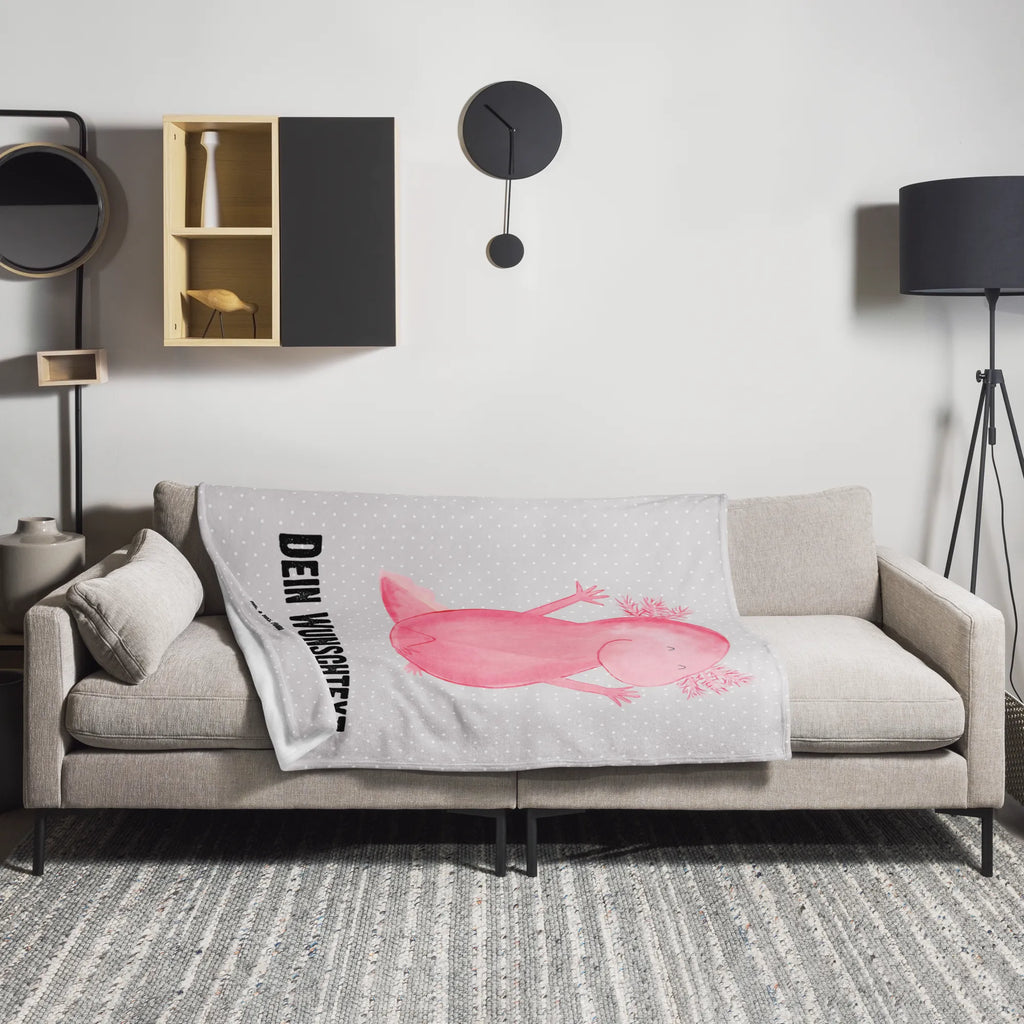 Personalisierte Decke Axolotl Hurra Personalisierte Decke, Decke mit Namen, Kuscheldecke mit Namen, Decke bedrucken, Kuscheldecke bedrucken, Axolotl, Molch, Axolot, Schwanzlurch, Lurch, Lurche, fröhlich, Spaß, Freude, Motivation, Zufriedenheit