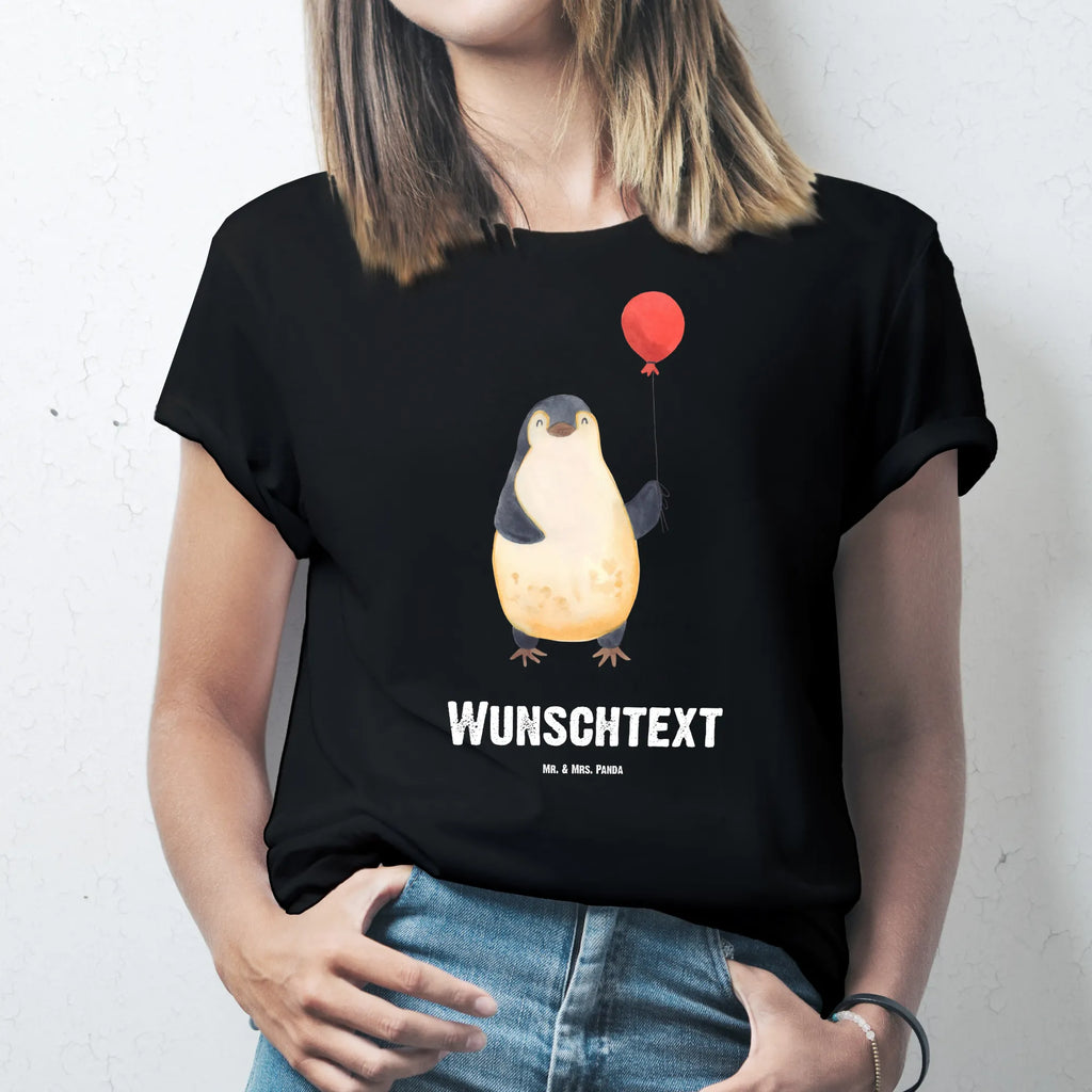 Personalisiertes T-Shirt Pinguin Luftballon T-Shirt Personalisiert, T-Shirt mit Namen, T-Shirt mit Aufruck, Männer, Frauen, Wunschtext, Bedrucken, Pinguin, Pinguine, Luftballon, Tagträume, Lebenslust, Geschenk Freundin, Geschenkidee, beste Freundin, Motivation, Neustart, neues Leben, Liebe, Glück