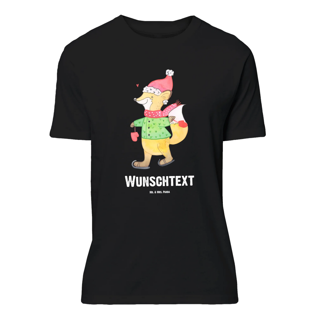 Personalisiertes T-Shirt Fuchs  Schlittschuhe T-Shirt Personalisiert, T-Shirt mit Namen, T-Shirt mit Aufruck, Männer, Frauen, Wunschtext, Bedrucken, Winter, Weihnachten, Weihnachtsdeko, Nikolaus, Advent, Heiligabend, Wintermotiv, Weihnachtsmann, Weihnachtstage, Weihnachtsbaum, Tannenbaum, Weihnachtszeit