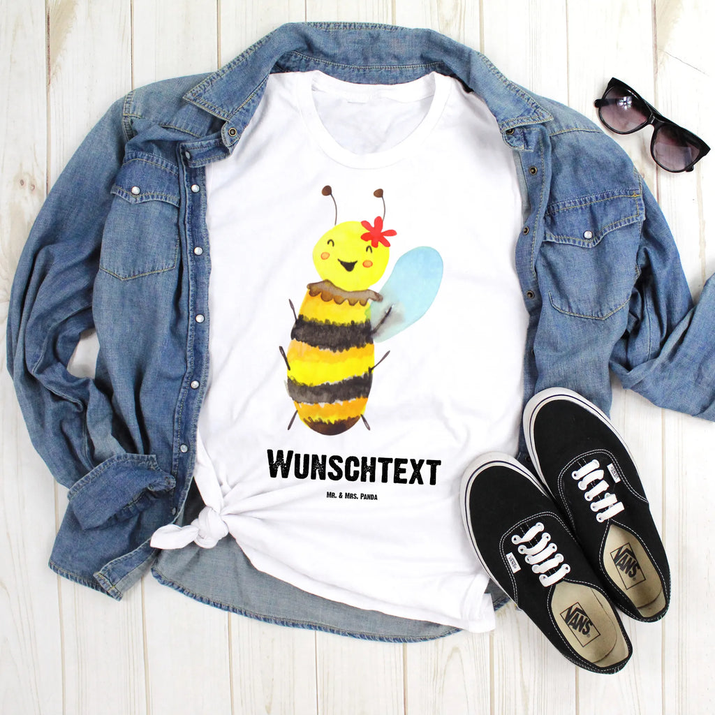 Personalisiertes T-Shirt Biene Happy T-Shirt Personalisiert, T-Shirt mit Namen, T-Shirt mit Aufruck, Männer, Frauen, Wunschtext, Bedrucken, Biene, Wespe, Hummel