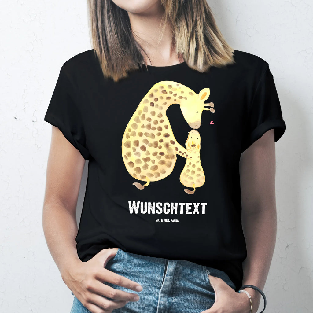 Personalisiertes T-Shirt Giraffe mit Kind T-Shirt Personalisiert, T-Shirt mit Namen, T-Shirt mit Aufruck, Männer, Frauen, Wunschtext, Bedrucken, Afrika, Wildtiere, Giraffe, Kind, Mutter, Mama, Tochter, Sohn, Lieblingsmensch