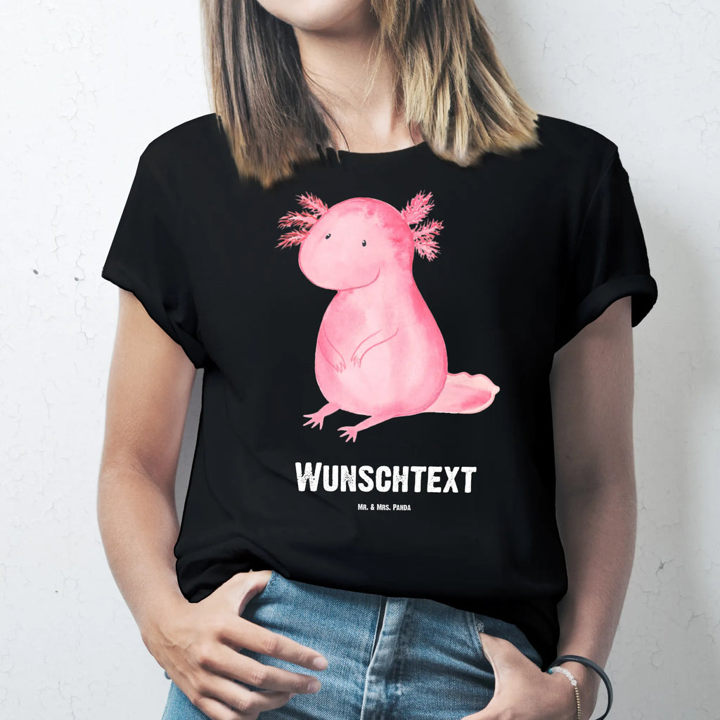 Personalisiertes T-Shirt Axolotl T-Shirt Personalisiert, T-Shirt mit Namen, T-Shirt mit Aufruck, Männer, Frauen, Wunschtext, Bedrucken, Axolotl, Molch, Axolot, vergnügt, fröhlich, zufrieden, Lebensstil, Weisheit, Lebensweisheit, Liebe, Freundin