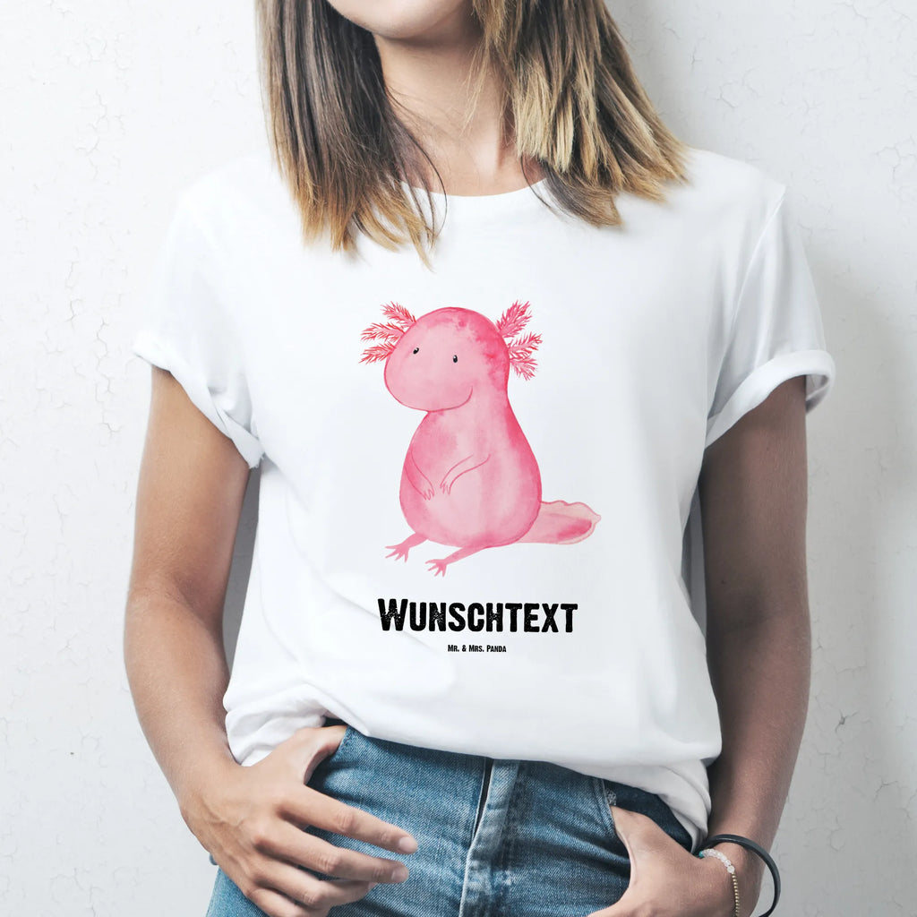 Personalisiertes T-Shirt Axolotl T-Shirt Personalisiert, T-Shirt mit Namen, T-Shirt mit Aufruck, Männer, Frauen, Wunschtext, Bedrucken, Axolotl, Molch, Axolot, vergnügt, fröhlich, zufrieden, Lebensstil, Weisheit, Lebensweisheit, Liebe, Freundin