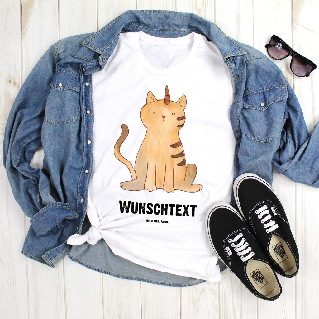 Personalisiertes T-Shirt Einhorn Katze T-Shirt Personalisiert, T-Shirt mit Namen, T-Shirt mit Aufruck, Männer, Frauen, Wunschtext, Bedrucken, Einhorn, Einhörner, Einhorn Deko, Pegasus, Unicorn, Katzer, Mieze, Regenbogen, Glitzer, Einhornpower, Erwachsenwerden, Katze, Katzenhorn, Einhornkatze, Kittyhorn