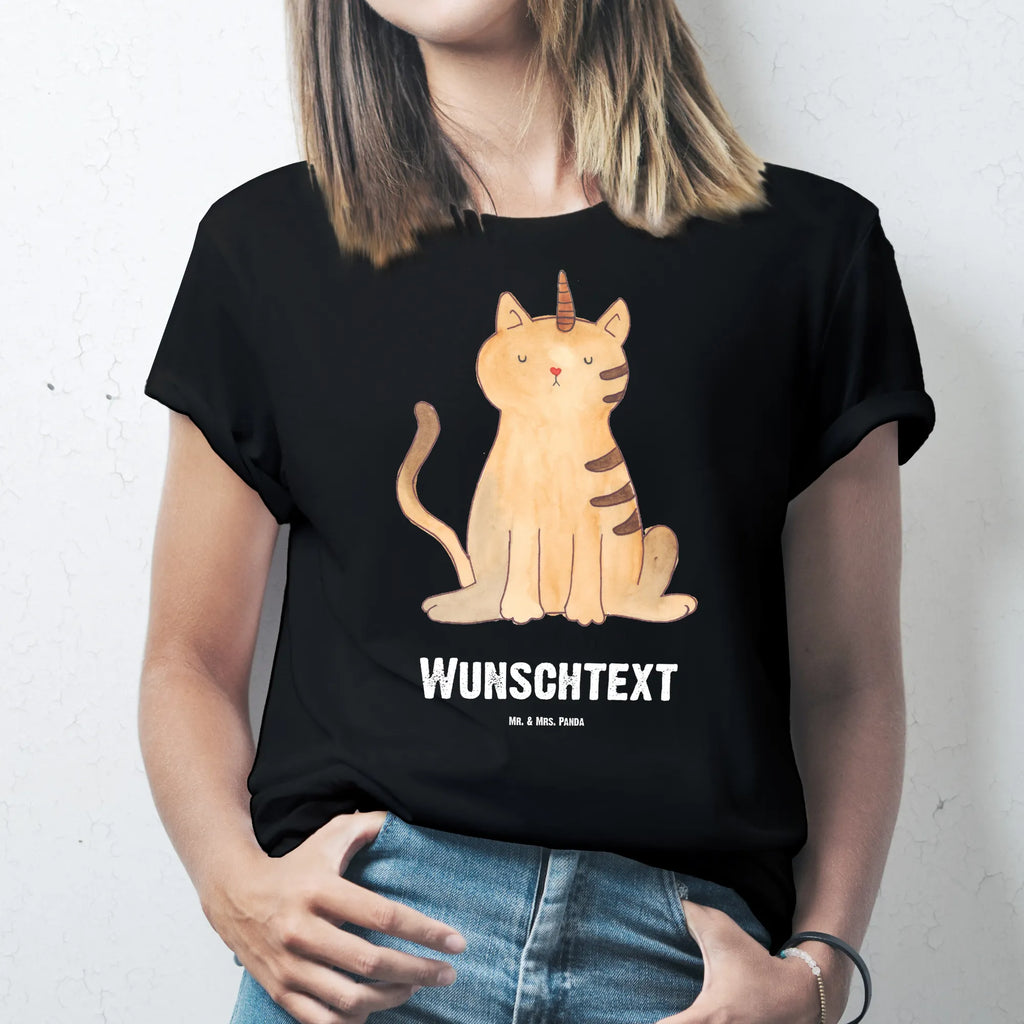 Personalisiertes T-Shirt Einhorn Katze T-Shirt Personalisiert, T-Shirt mit Namen, T-Shirt mit Aufruck, Männer, Frauen, Wunschtext, Bedrucken, Einhorn, Einhörner, Einhorn Deko, Pegasus, Unicorn, Katzer, Mieze, Regenbogen, Glitzer, Einhornpower, Erwachsenwerden, Katze, Katzenhorn, Einhornkatze, Kittyhorn