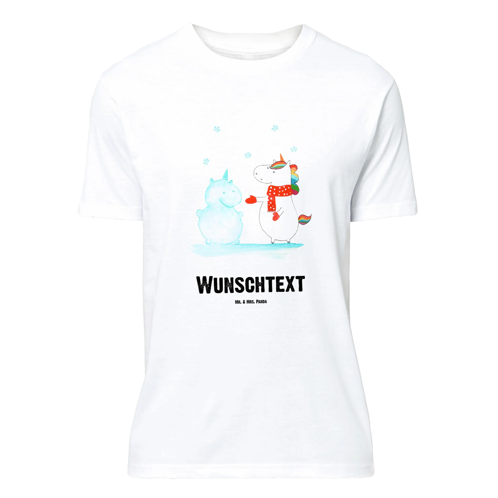 Personalisiertes T-Shirt Einhorn Schneemann T-Shirt Personalisiert, T-Shirt mit Namen, T-Shirt mit Aufruck, Männer, Frauen, Wunschtext, Bedrucken, Einhorn, Einhörner, Einhorn Deko, Pegasus, Unicorn, Schneemann, Winter, Schnee, Kuchen, Weihnachten, kalt, Mütze, Handschuhe, X-Mas