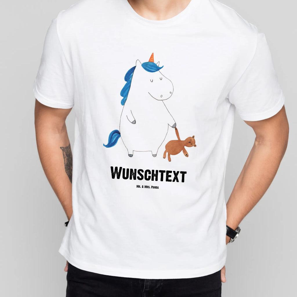 Personalisiertes T-Shirt Einhorn Teddy T-Shirt Personalisiert, T-Shirt mit Namen, T-Shirt mit Aufruck, Männer, Frauen, Wunschtext, Bedrucken, Einhorn, Einhörner, Einhorn Deko, Pegasus, Unicorn, schlafen, gute Nacht, Single, Bett, Träumen, Freundin, Singleleben