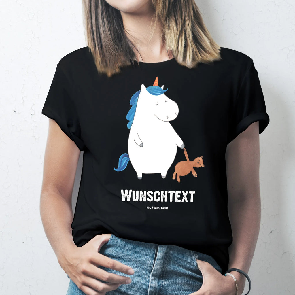 Personalisiertes T-Shirt Einhorn Teddy T-Shirt Personalisiert, T-Shirt mit Namen, T-Shirt mit Aufruck, Männer, Frauen, Wunschtext, Bedrucken, Einhorn, Einhörner, Einhorn Deko, Pegasus, Unicorn, schlafen, gute Nacht, Single, Bett, Träumen, Freundin, Singleleben