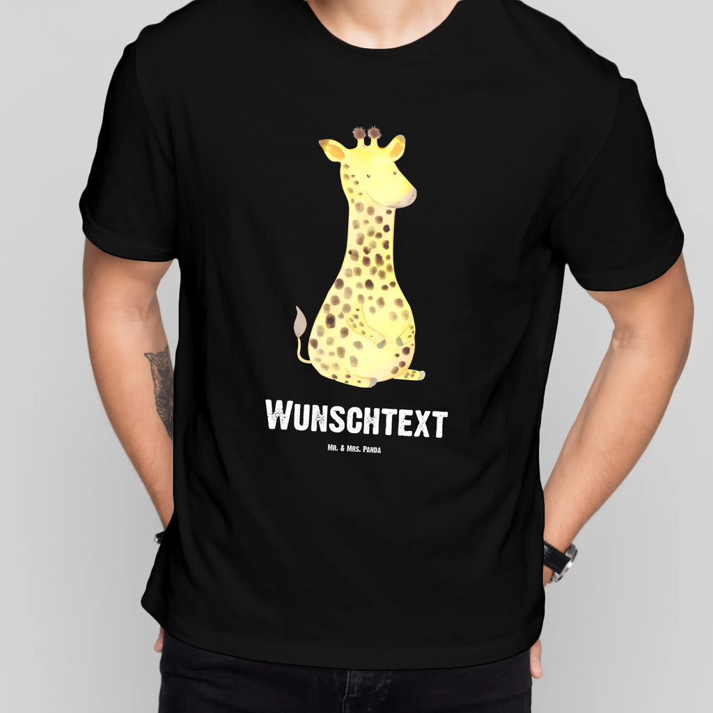 Personalisiertes T-Shirt Giraffe Zufrieden T-Shirt Personalisiert, T-Shirt mit Namen, T-Shirt mit Aufruck, Männer, Frauen, Wunschtext, Bedrucken, Afrika, Wildtiere, Giraffe, Zufrieden, Glück, Abenteuer