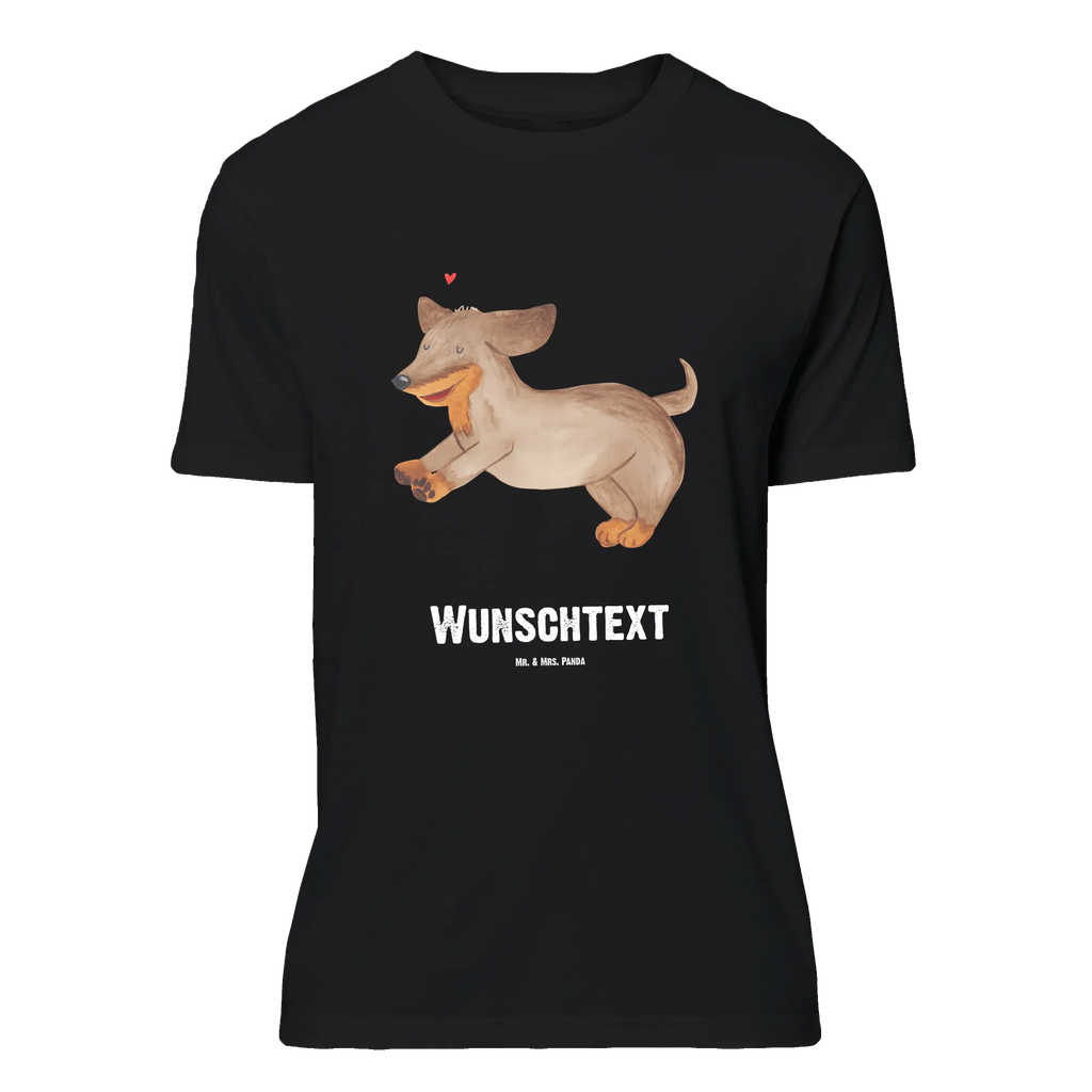 Personalisiertes T-Shirt Hund Dackel fröhlich T-Shirt Personalisiert, T-Shirt mit Namen, T-Shirt mit Aufruck, Männer, Frauen, Wunschtext, Bedrucken, Hund, Hundemotiv, Haustier, Hunderasse, Tierliebhaber, Hundebesitzer, Sprüche, Hunde, Dackel, Dachshund, happy dog