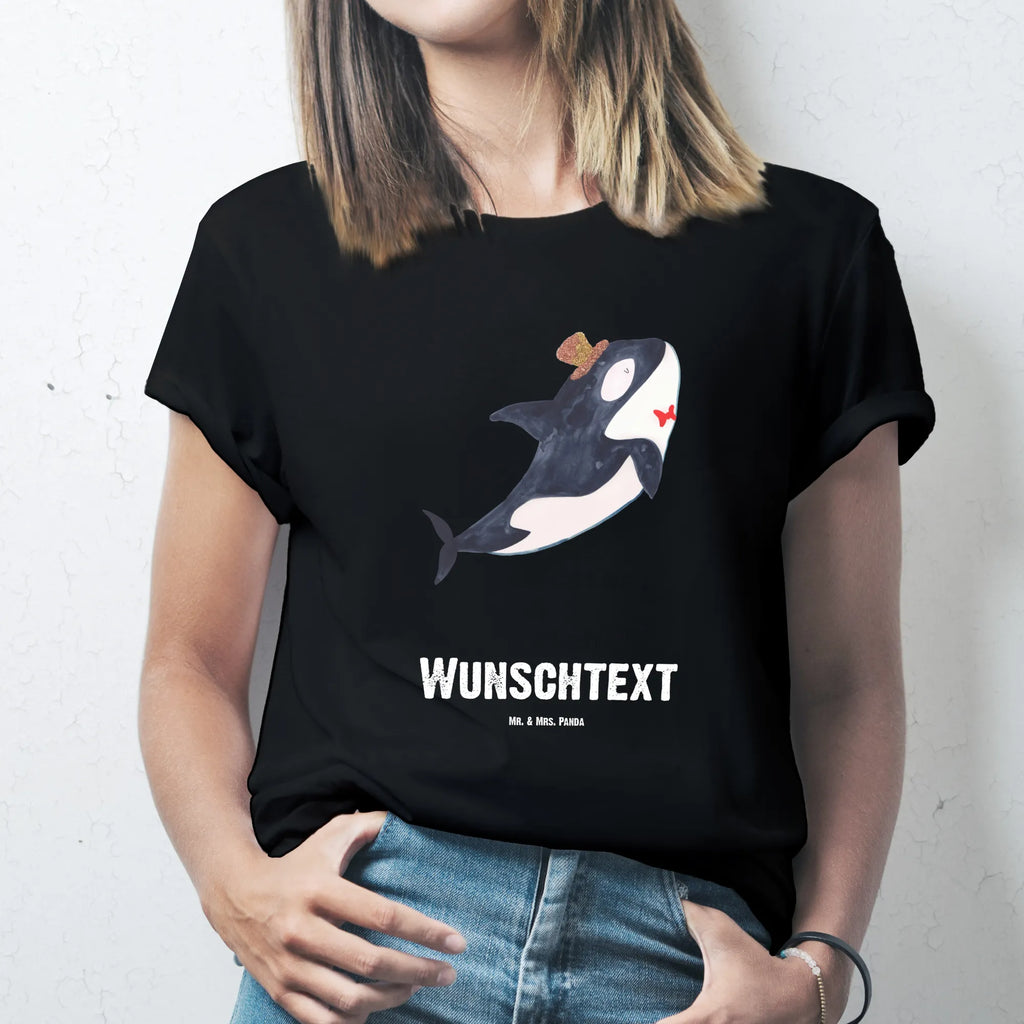 Personalisiertes T-Shirt Orca Zylinder T-Shirt Personalisiert, T-Shirt mit Namen, T-Shirt mit Aufruck, Männer, Frauen, Wunschtext, Bedrucken, Meerestiere, Meer, Urlaub, Narwal, Glitter, Konfetti, Glitzer, Geburtstag, Feier, Fete, Fest, Glückwunsch, Orca