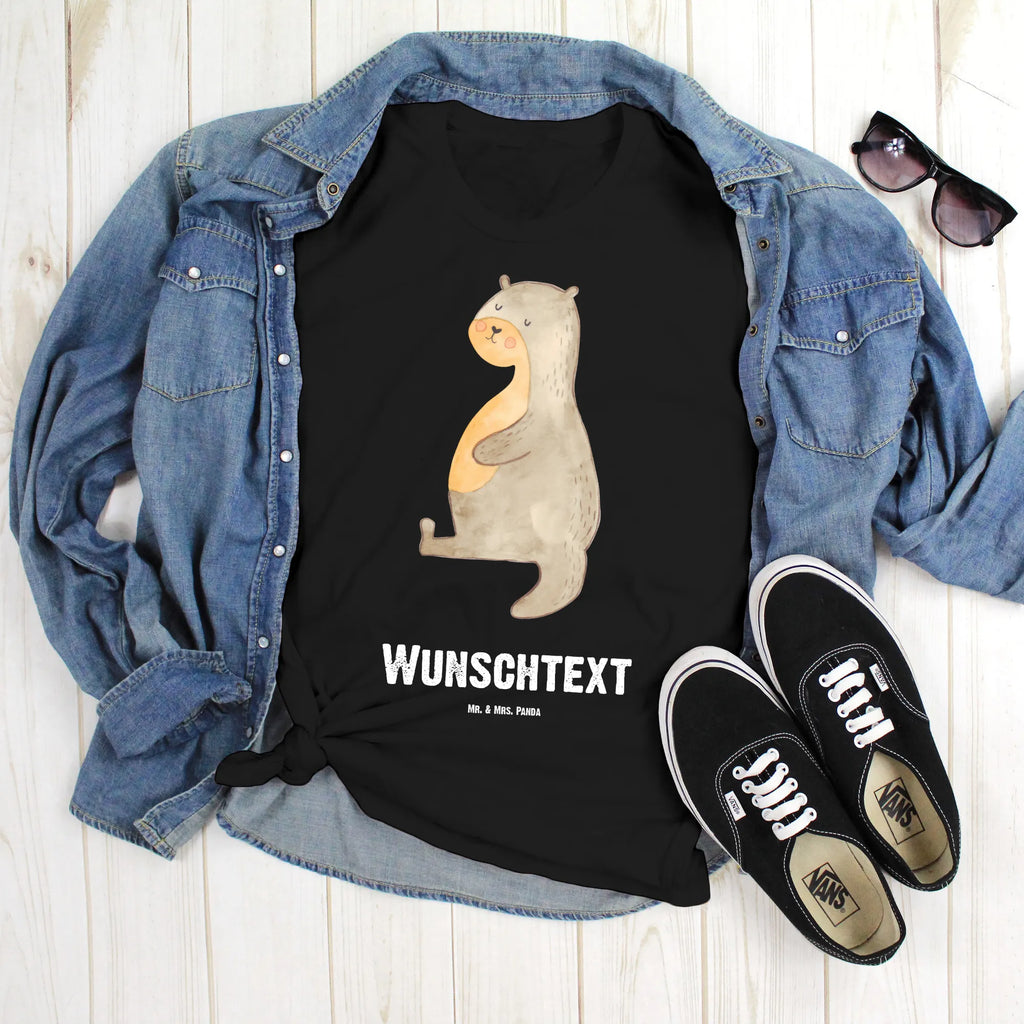 Personalisiertes T-Shirt Otter Bauch T-Shirt Personalisiert, T-Shirt mit Namen, T-Shirt mit Aufruck, Männer, Frauen, Wunschtext, Bedrucken, Otter, Fischotter, Seeotter, Otter Seeotter See Otter