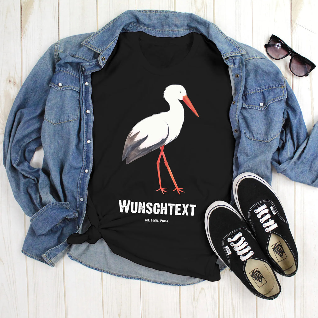 Personalisiertes T-Shirt Storch T-Shirt Personalisiert, T-Shirt mit Namen, T-Shirt mit Aufruck, Männer, Frauen, Wunschtext, Bedrucken, Tiermotive, Gute Laune, lustige Sprüche, Tiere, Storch, Störche, Schwangerschaft, Geburt, Mutter, Mütter, Mutter werden, Schwanger, Babybauch, Baby