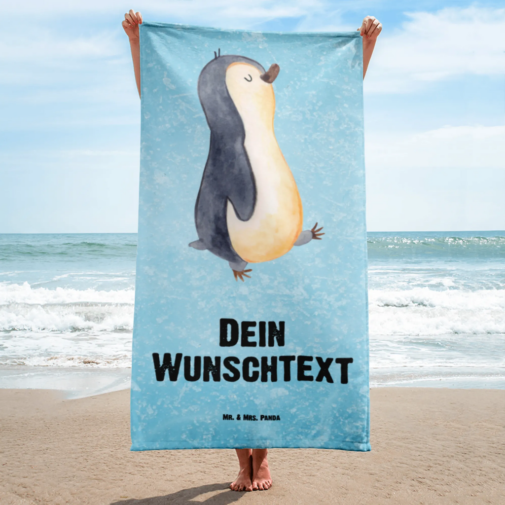 Handtuch mit Namen Pinguin marschierend Personalisiertes Badehandtuch, Handtuch personalisiert, Handtuch mit Namen, Badetuch personalisiert, Handtuch bedrucken, Saunatuch mit Namen, Handtuch Geschenk, Pinguin, Pinguine, Frühaufsteher, Langschläfer, Bruder, Schwester, Familie