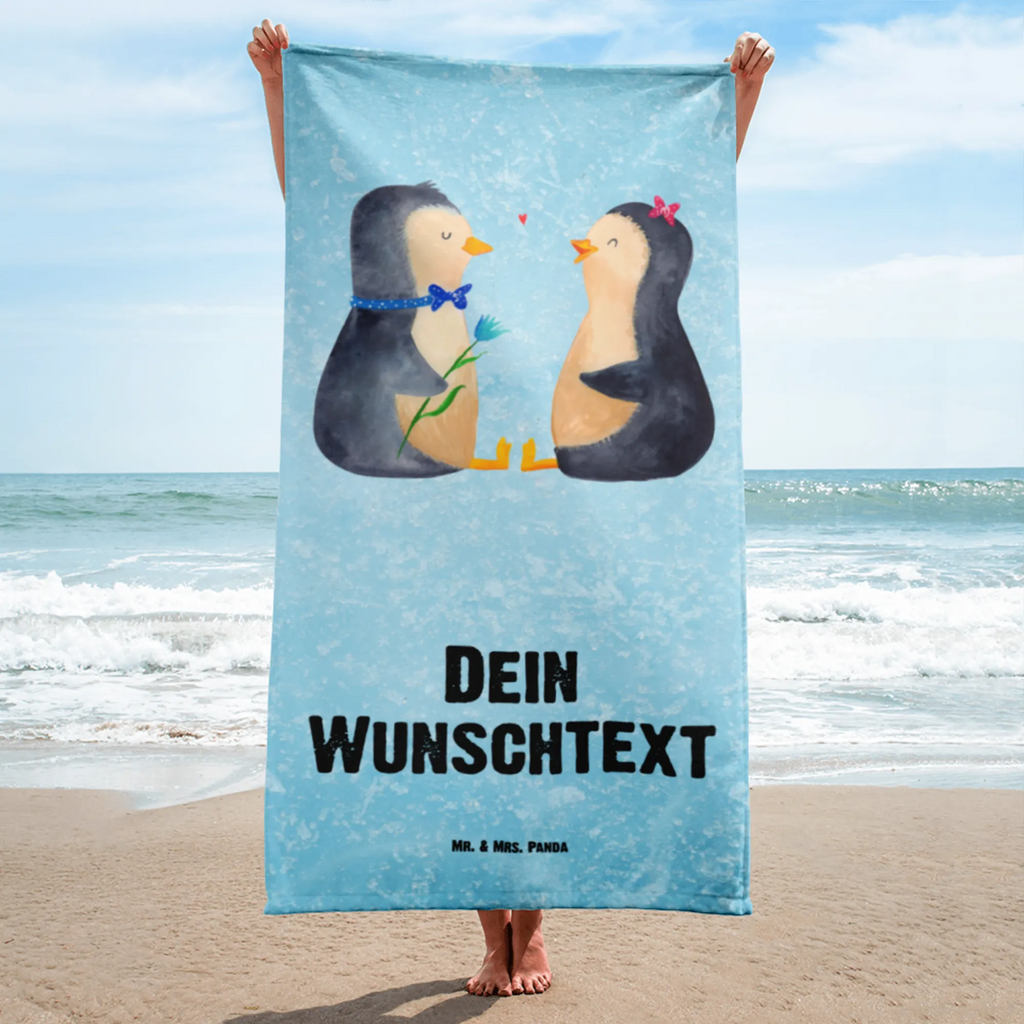 Handtuch mit Namen Pinguin Pärchen Personalisiertes Badehandtuch, Handtuch personalisiert, Handtuch mit Namen, Badetuch personalisiert, Handtuch bedrucken, Saunatuch mit Namen, Handtuch Geschenk, Pinguin, Pinguine, Liebe, Liebespaar, Liebesbeweis, Liebesgeschenk, Verlobung, Jahrestag, Hochzeitstag, Hochzeit, Hochzeitsgeschenk, große Liebe, Traumpaar