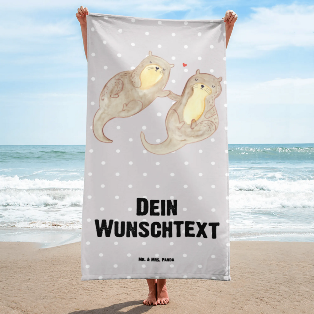 Handtuch mit Namen Otter händchenhaltend Personalisiertes Badehandtuch, Handtuch personalisiert, Handtuch mit Namen, Badetuch personalisiert, Handtuch bedrucken, Saunatuch mit Namen, Handtuch Geschenk, Otter, Fischotter, Seeotter, Otter Seeotter See Otter