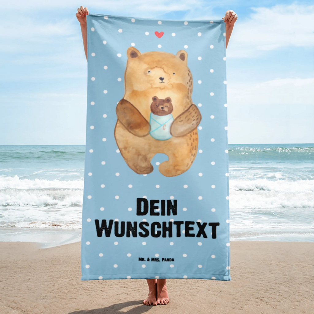 Handtuch mit Namen Bär mit Baby Personalisiertes Badehandtuch, Handtuch personalisiert, Handtuch mit Namen, Badetuch personalisiert, Handtuch bedrucken, Saunatuch mit Namen, Handtuch Geschenk, Bär, Teddy, Teddybär, Eltern, Mutter, Baby, Taufe, Geburt, Nichte, Neffe, Enkel, Enkelin, Täufling, Geburtstag, Glückwunsch