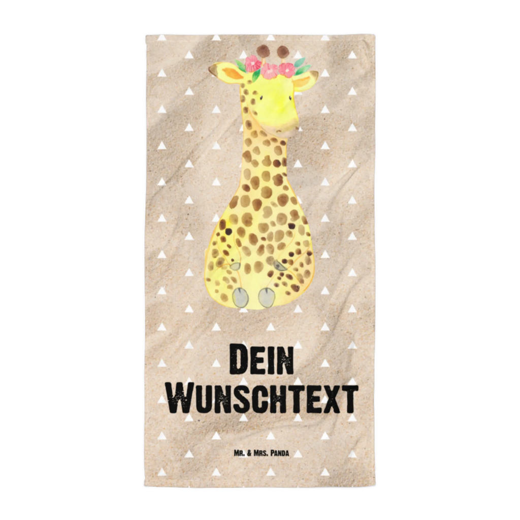 Handtuch mit Namen Giraffe Blumenkranz Personalisiertes Badehandtuch, Handtuch personalisiert, Handtuch mit Namen, Badetuch personalisiert, Handtuch bedrucken, Saunatuch mit Namen, Handtuch Geschenk, Afrika, Wildtiere, Giraffe, Blumenkranz, Abenteurer, Selbstliebe, Freundin