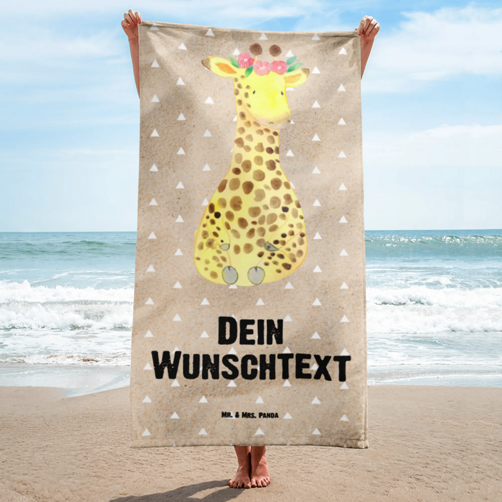 Handtuch mit Namen Giraffe Blumenkranz Personalisiertes Badehandtuch, Handtuch personalisiert, Handtuch mit Namen, Badetuch personalisiert, Handtuch bedrucken, Saunatuch mit Namen, Handtuch Geschenk, Afrika, Wildtiere, Giraffe, Blumenkranz, Abenteurer, Selbstliebe, Freundin