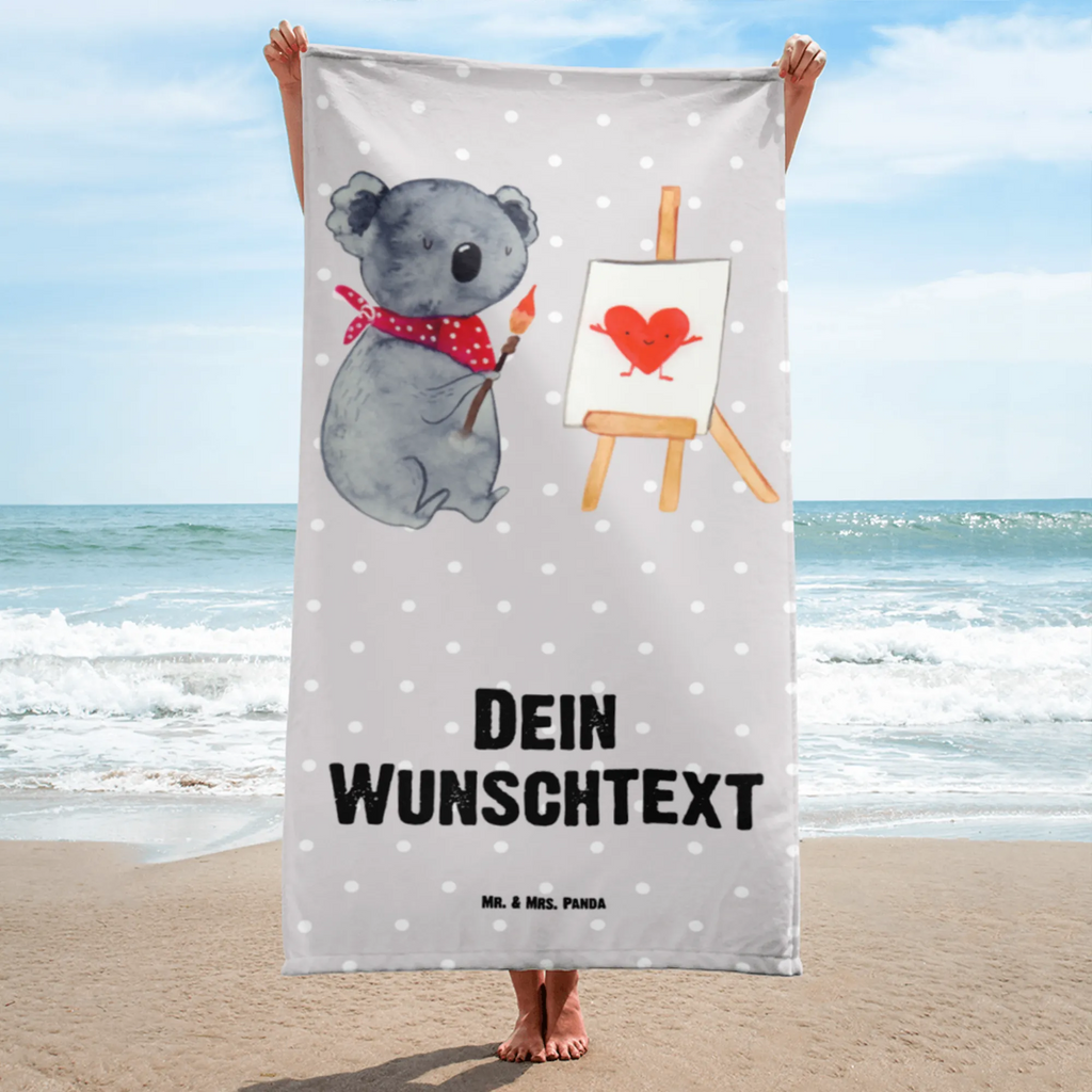 Handtuch mit Namen Koala Künstler Personalisiertes Badehandtuch, Handtuch personalisiert, Handtuch mit Namen, Badetuch personalisiert, Handtuch bedrucken, Saunatuch mit Namen, Handtuch Geschenk, Koala, Koalabär, Liebe, Liebensbeweis, Liebesgeschenk, Gefühle, Künstler, zeichnen